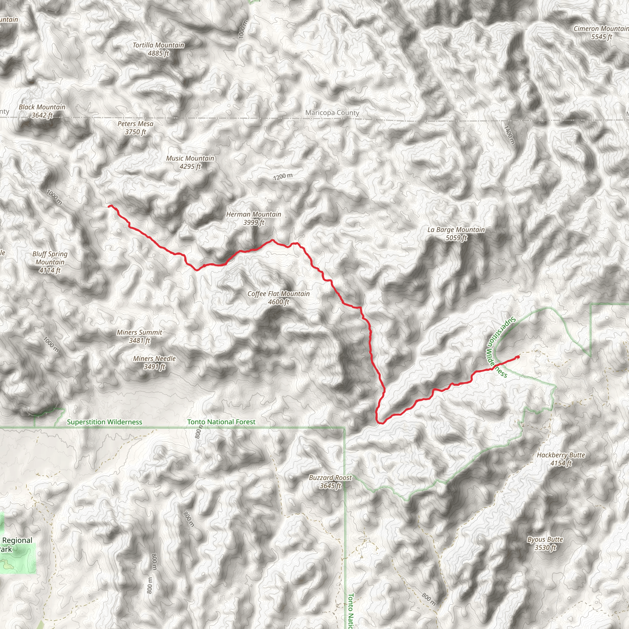 Red Tanks Trail via Coffee Flat Trail mobile static map