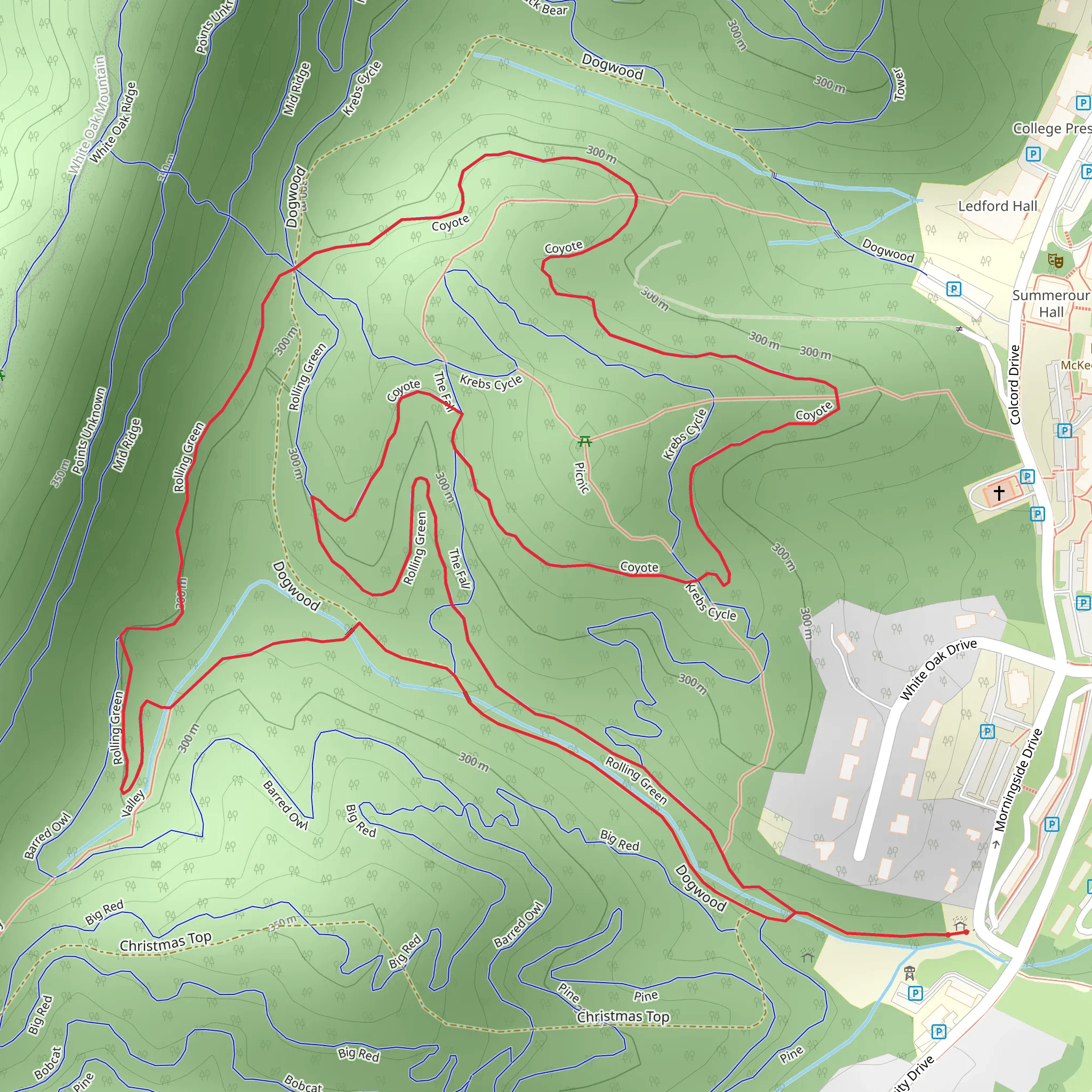 Coyote and Rolling Green Loop mobile static map