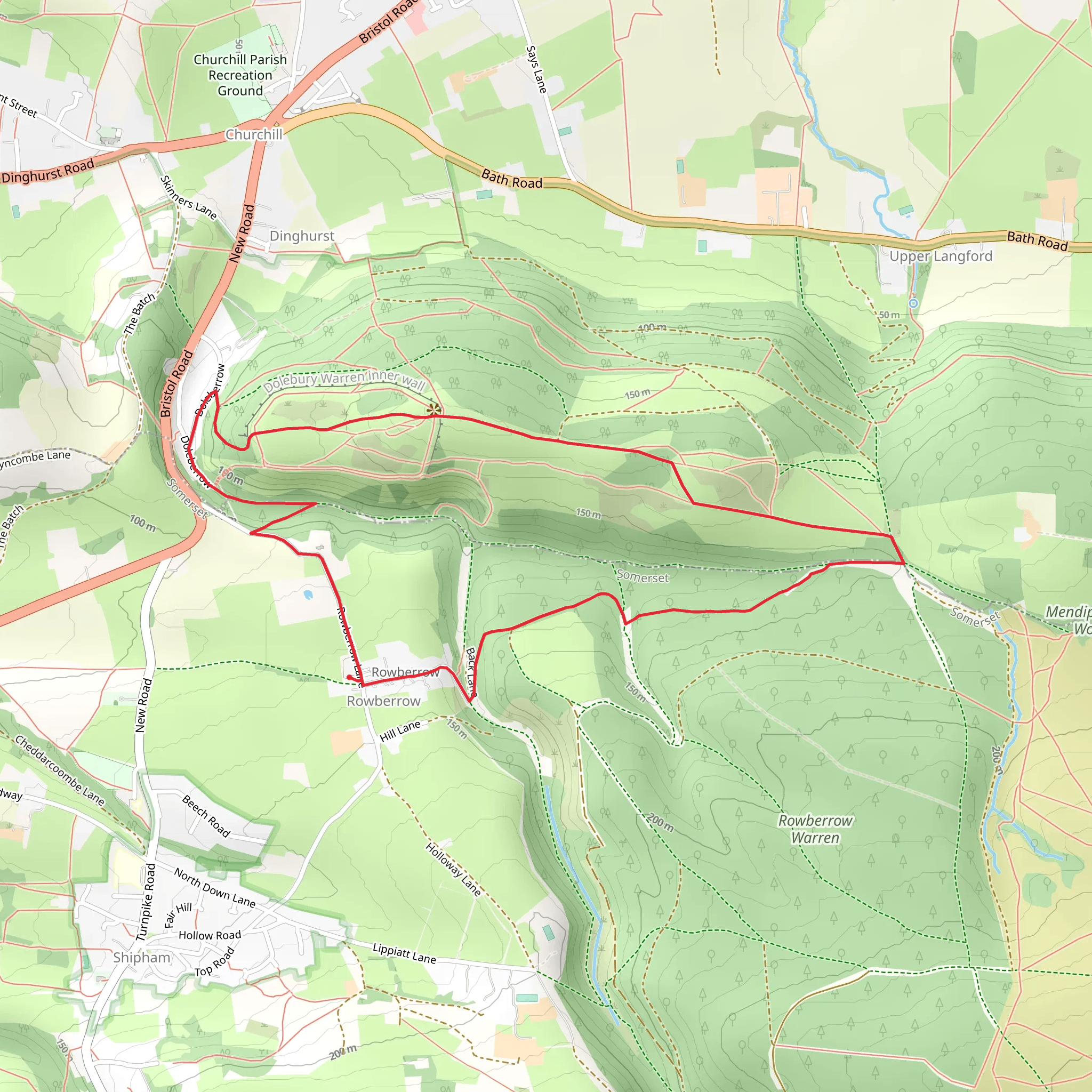 Rowberrow Warren Wood Short Loop mobile static map