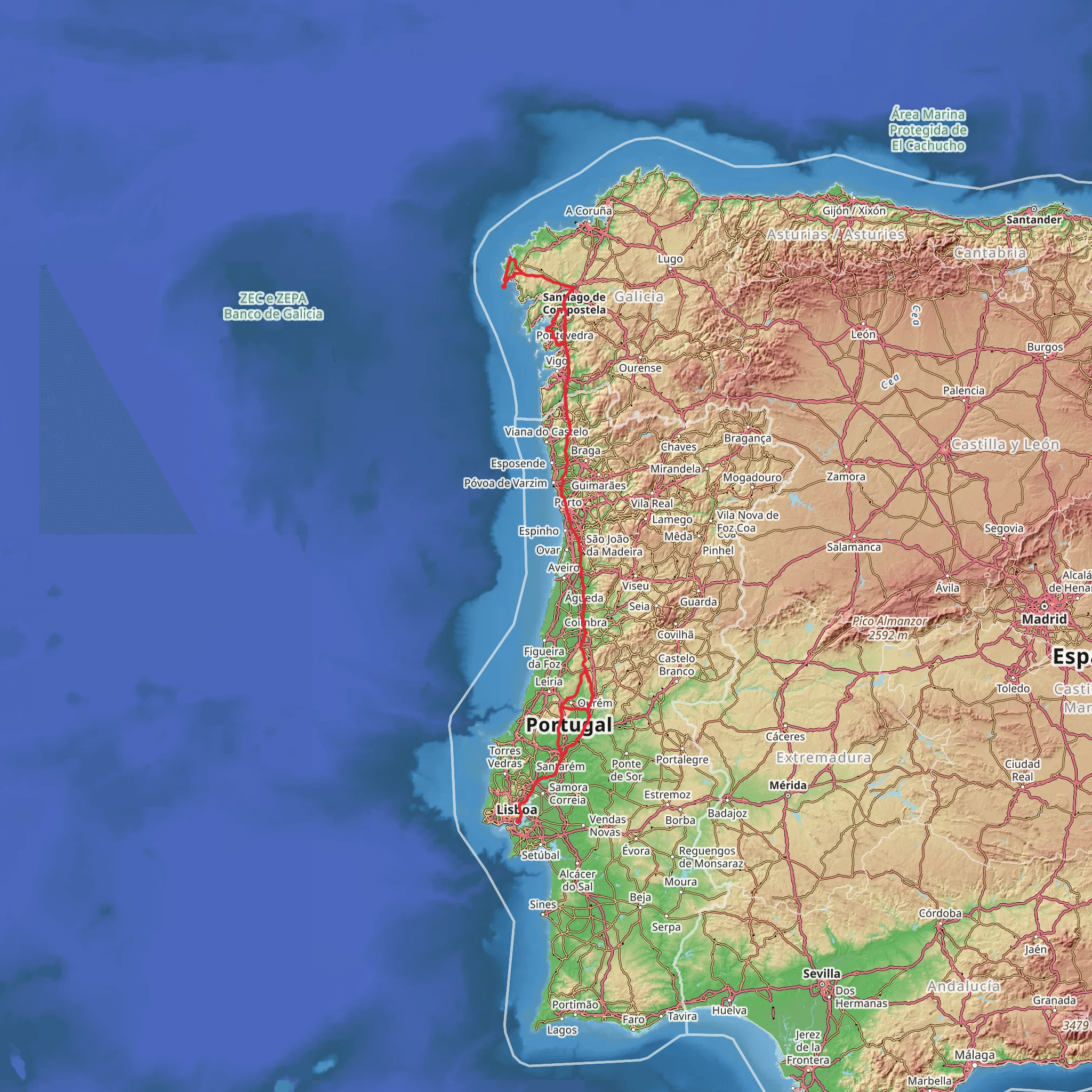 Camino Portugues mobile static map