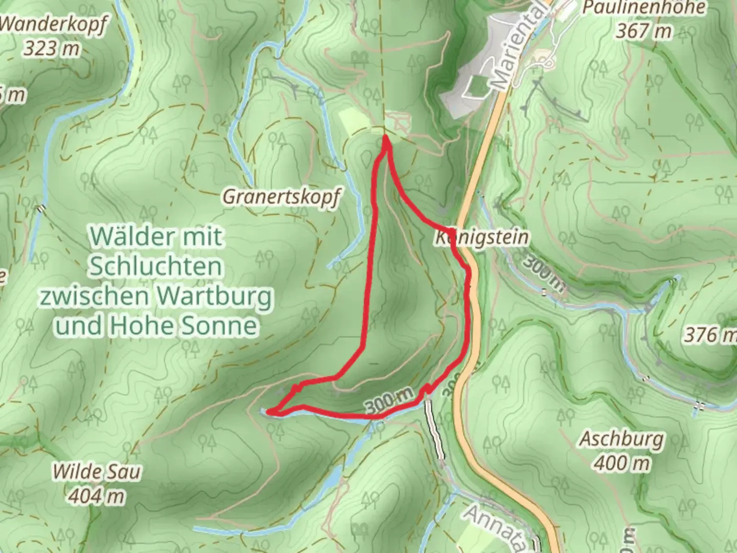 An image depicting the trail Drachenschlucht Nordzugang and Knoepfelsteiche Loop and its surrounding area.