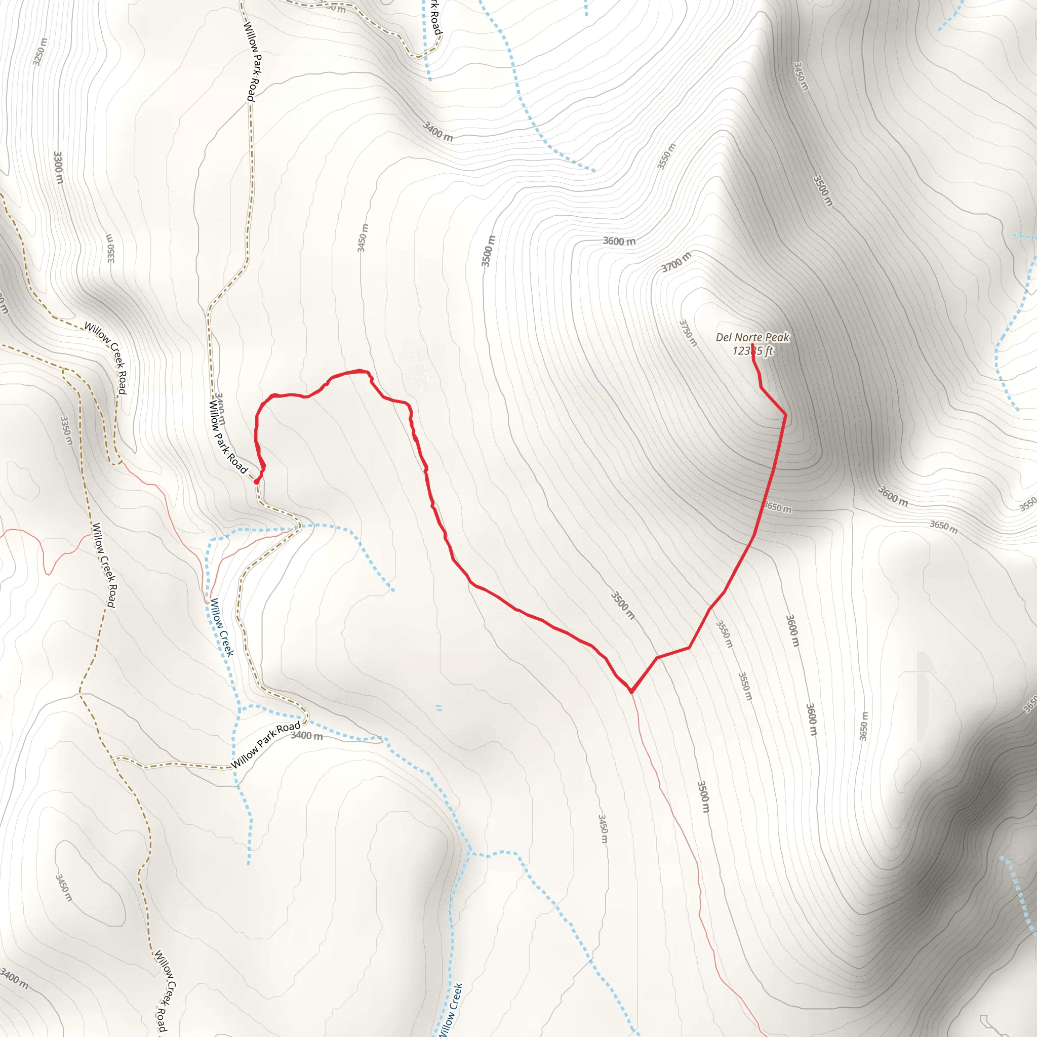 Del Norte via Shady Creek Trail mobile static map