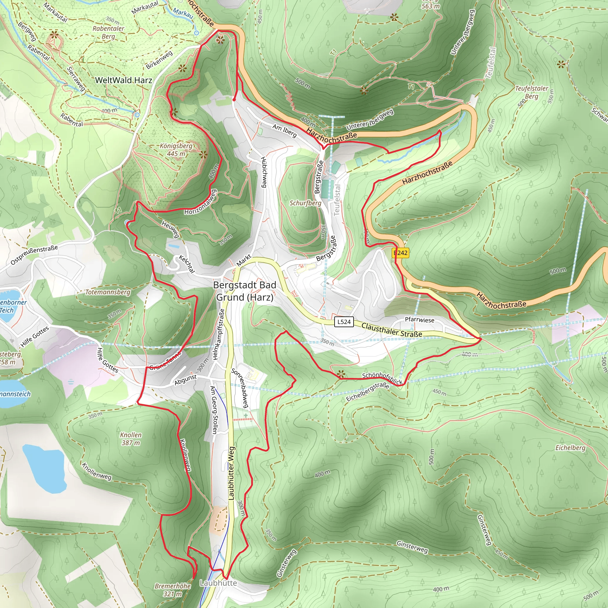 König Huebich Route mobile static map