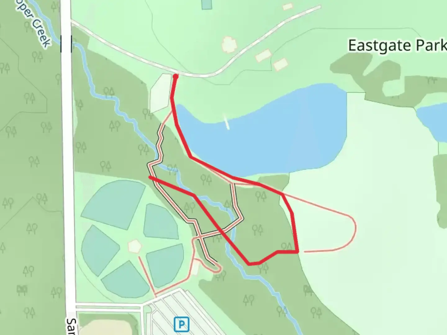 An image depicting the trail Eastgate Lake and Cooper Creek and its surrounding area.