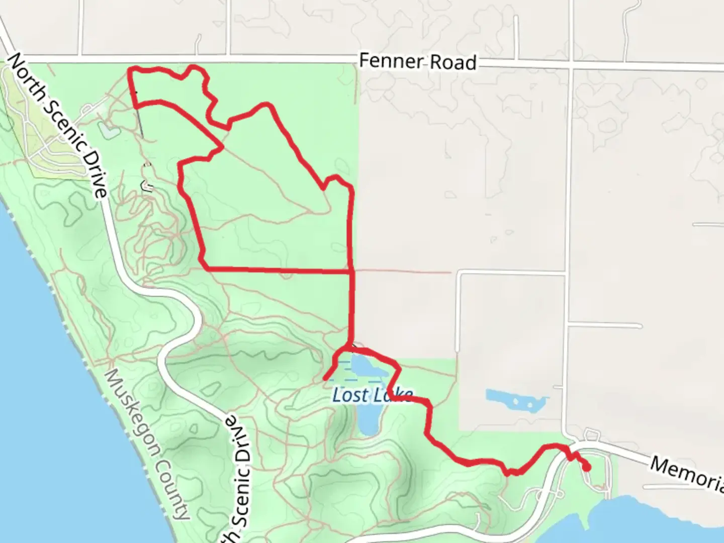 An image depicting the trail Lost Lake - Muskegon State Park Loop and its surrounding area.
