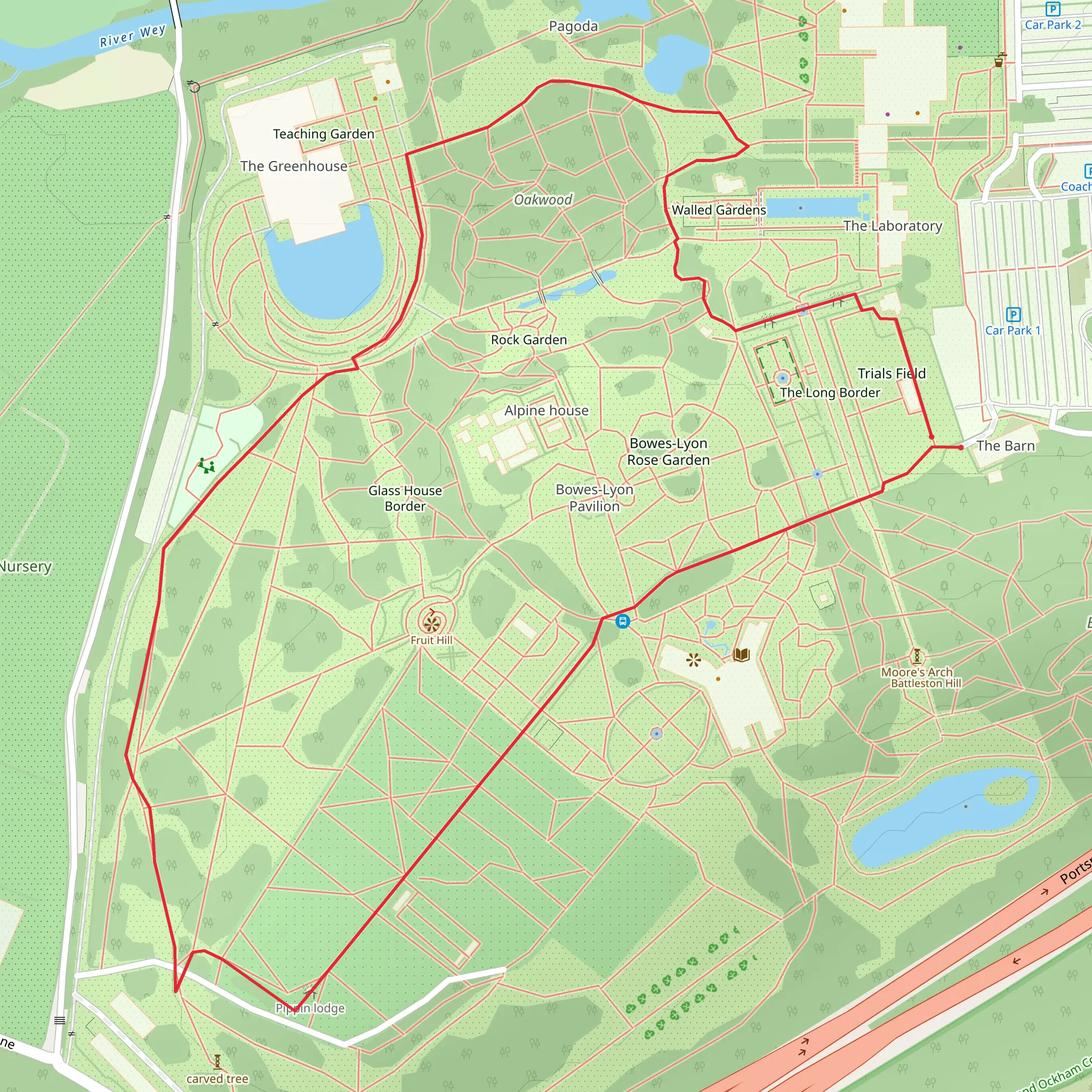 Wisley Gardens Loop mobile static map