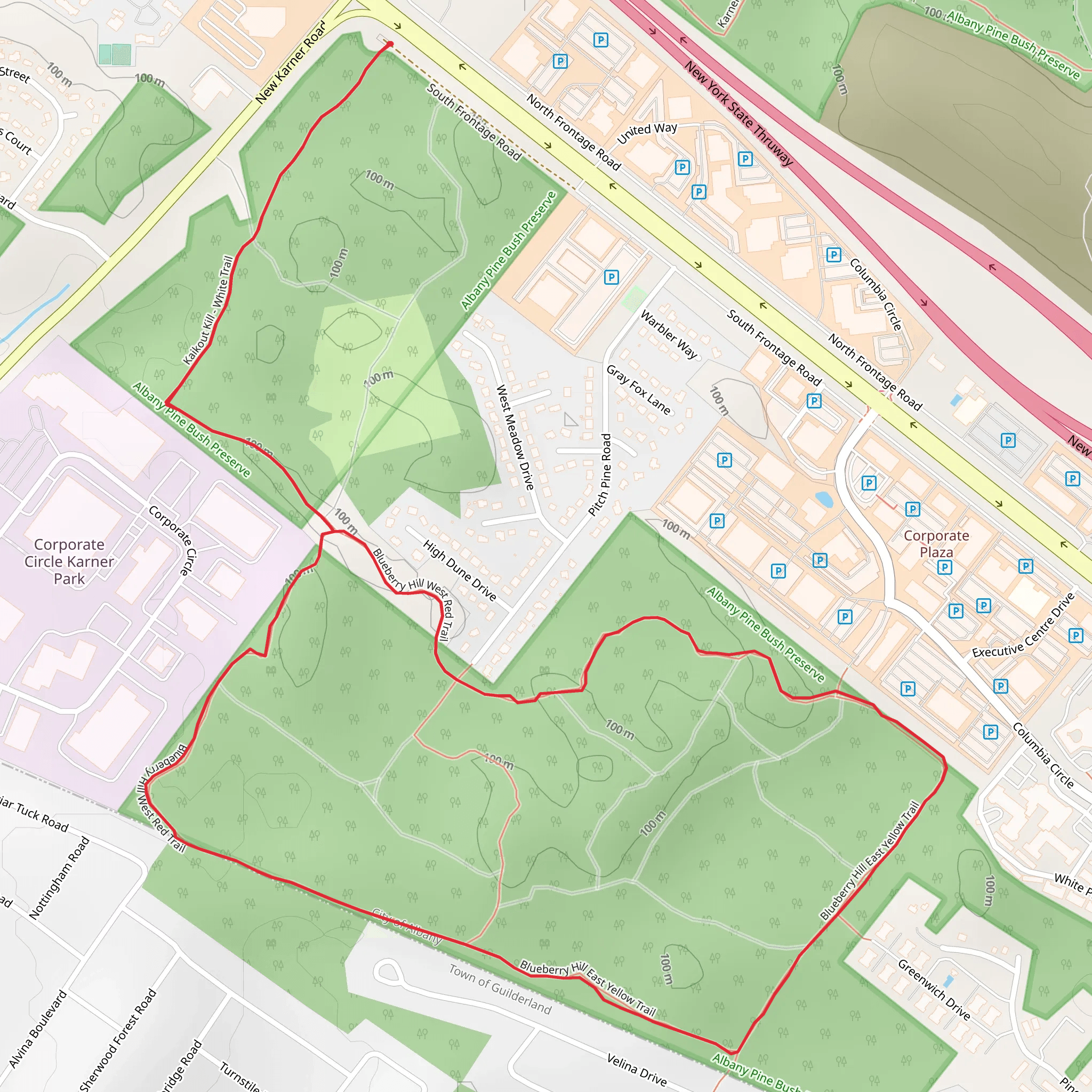 Blueberry Hill West Red Trail Loop mobile static map