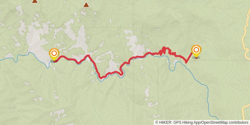 South Fork Merced Trail via Hites Cove Trail stage 2 Map