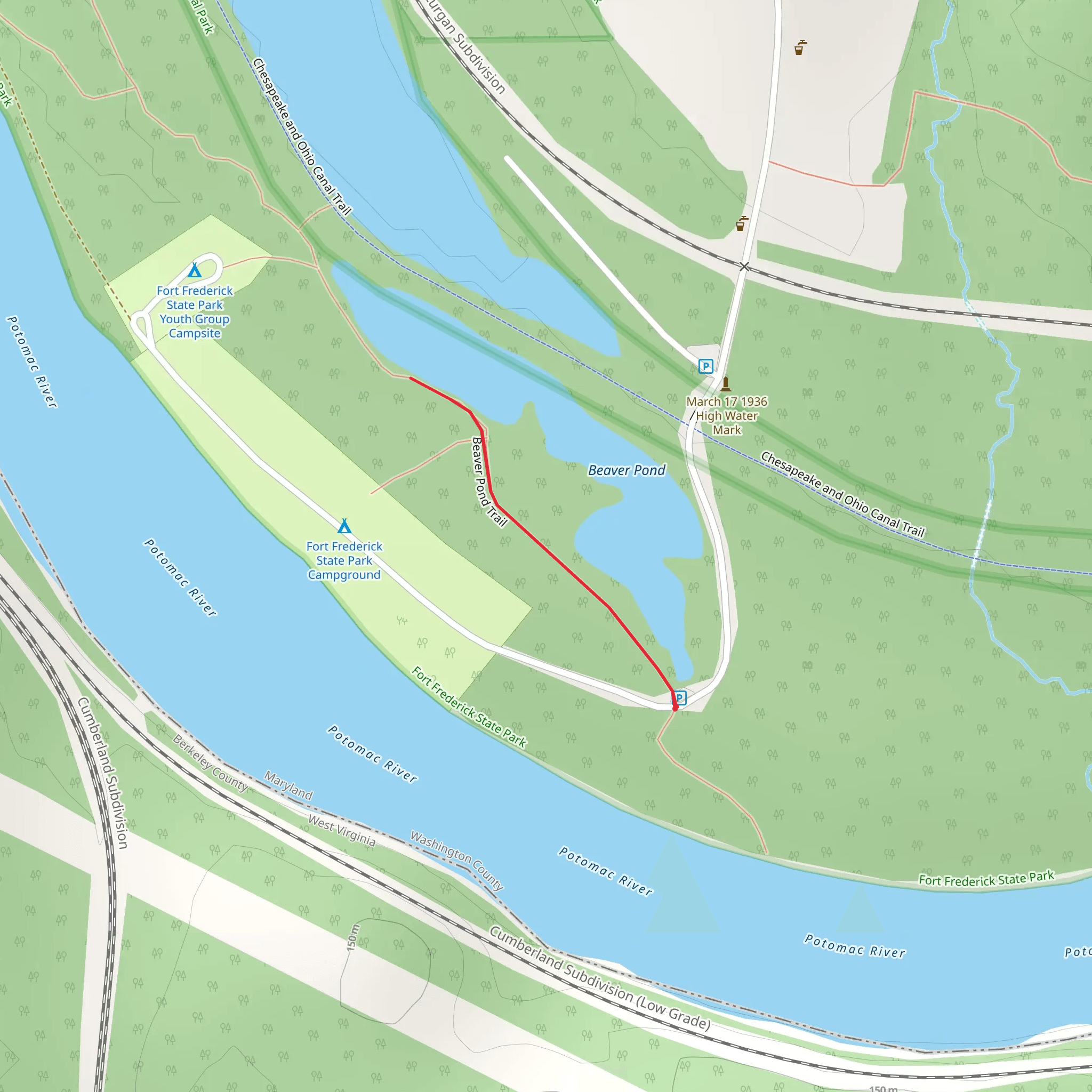 Beaver Pond Trail Out and Back mobile static map