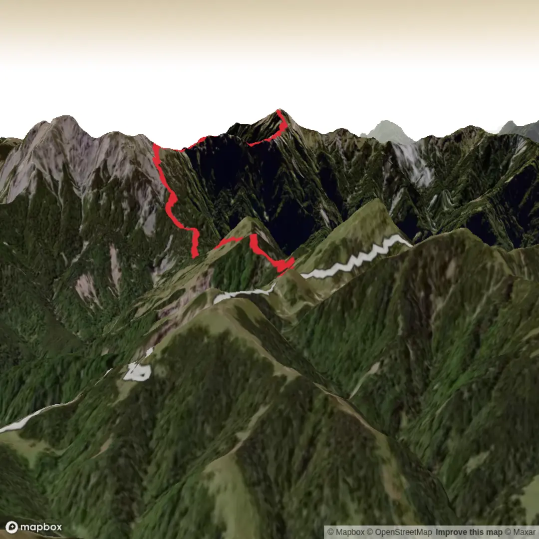 An image depicting the trail Qilai Mountain and its surrounding area.