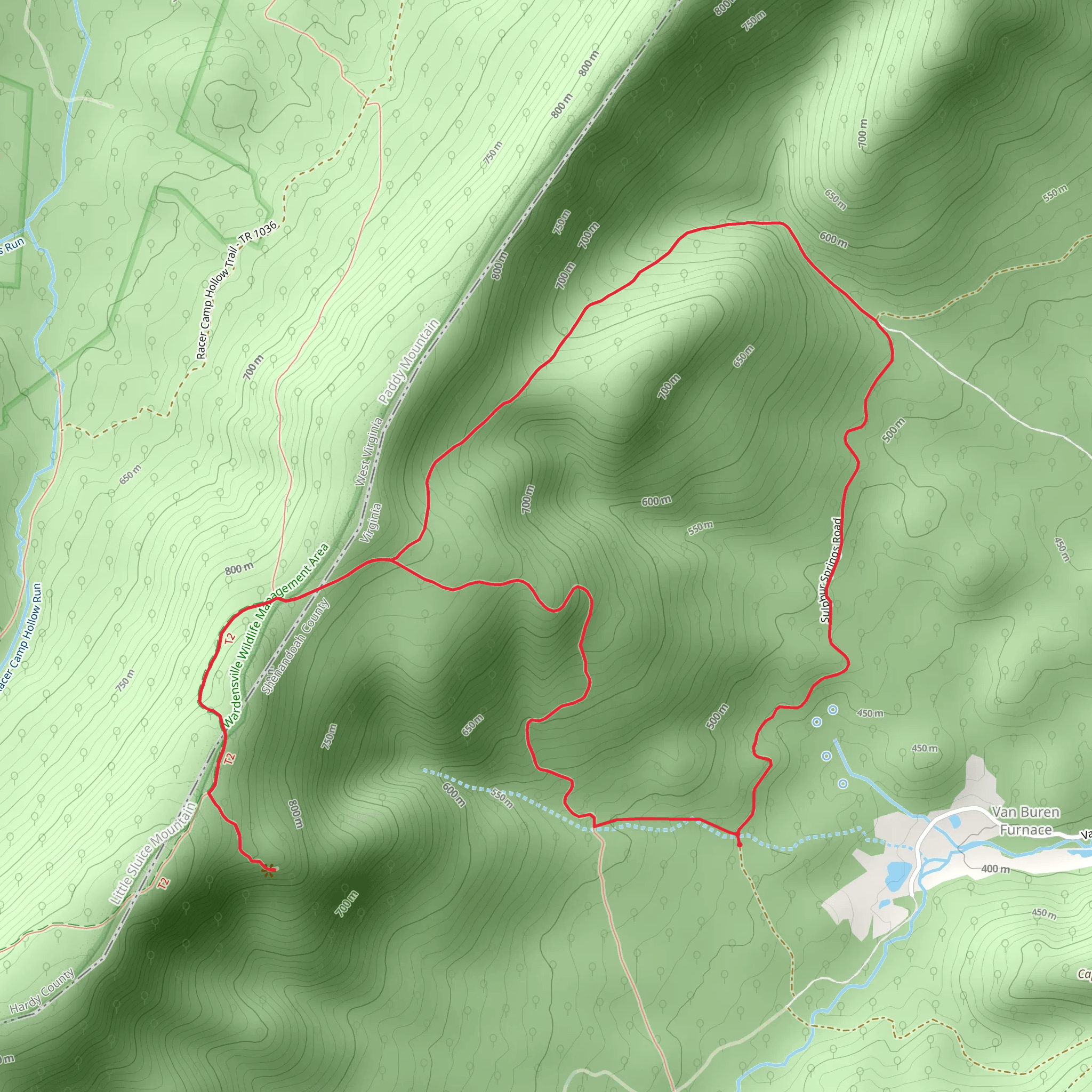 Sulphur Spring Gap Trail Tuscarora Loop Trail mobile static map