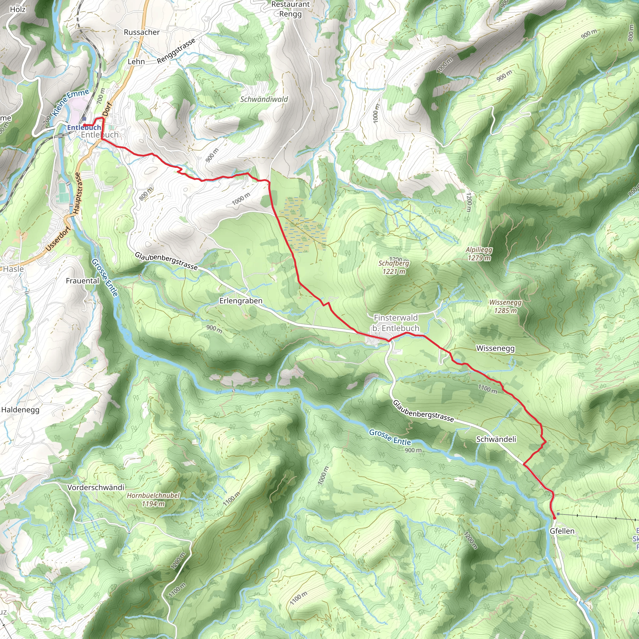 Wanderung von Gfellen nach Entlebuch mobile static map
