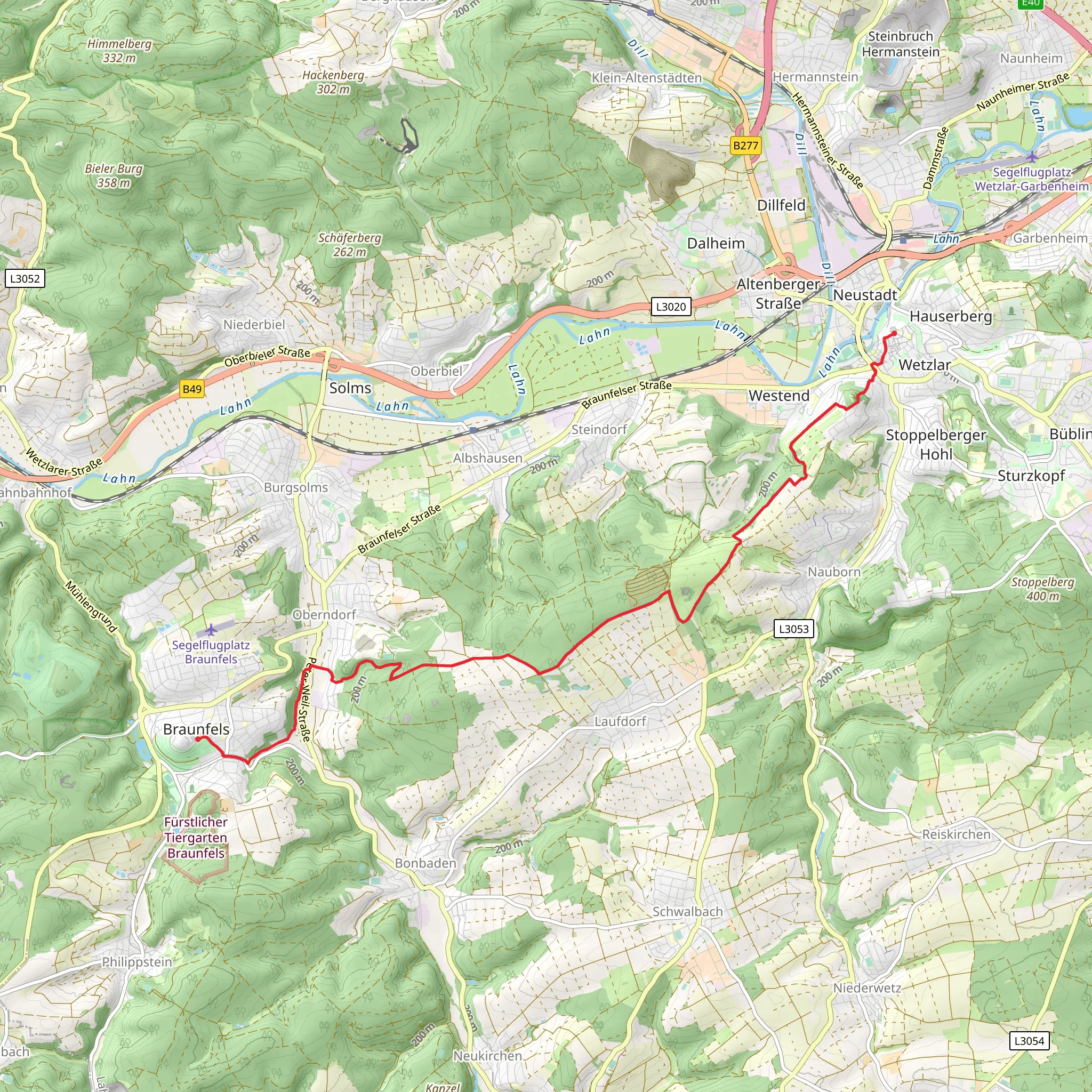 Wetzlar to Braunfels Walk via Ruine Kalsmunt mobile static map