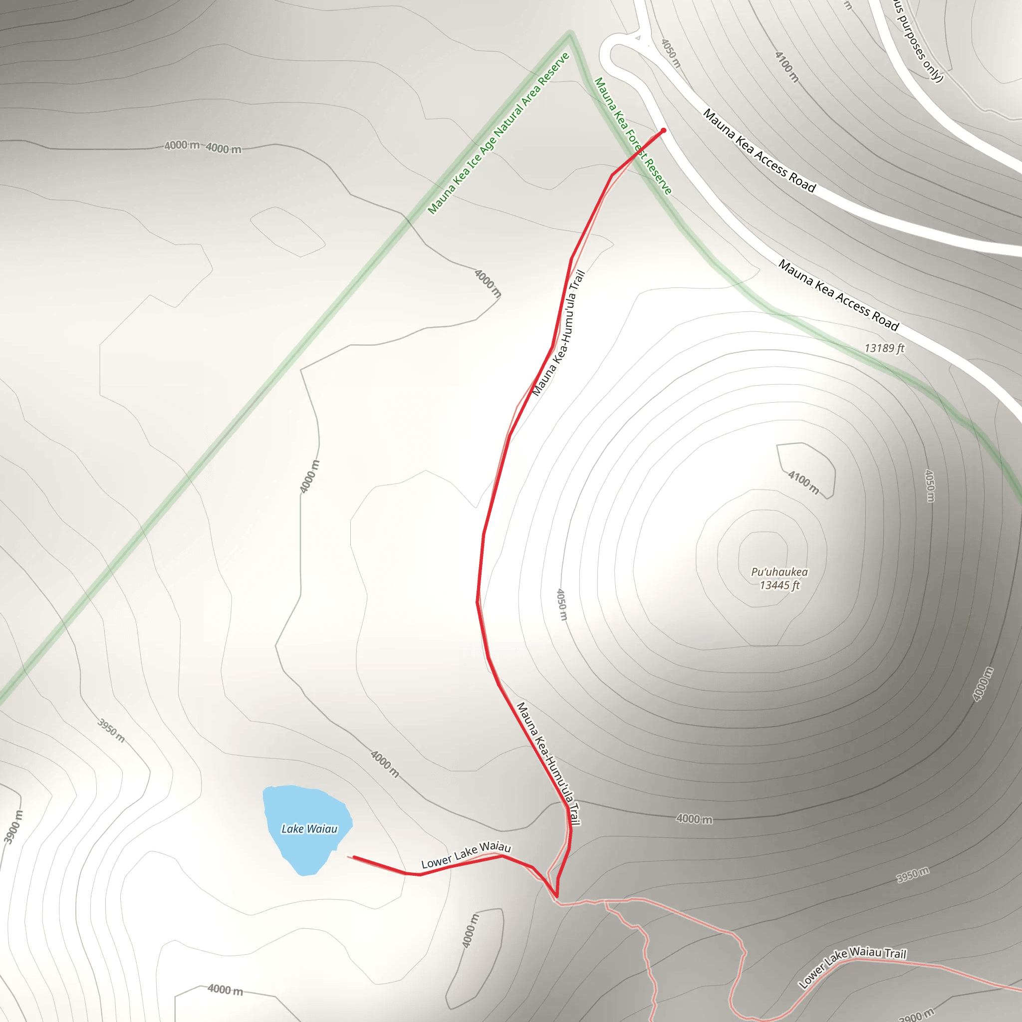 Lake Waiau via Mauna Kea-Humu'ula Trail mobile static map