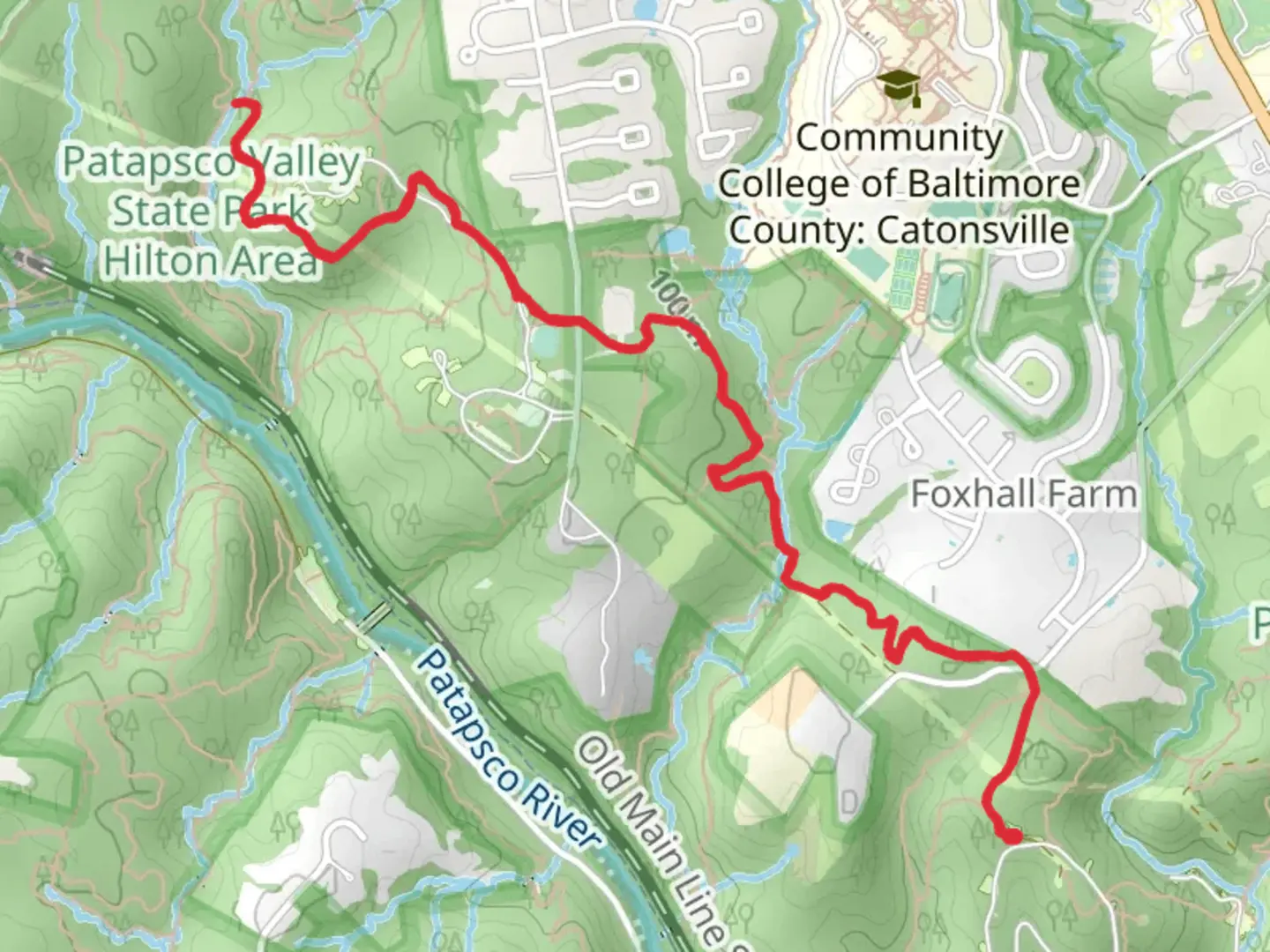 An image depicting the trail Santee Branch Trail from Upper Glen Artney Road and its surrounding area.