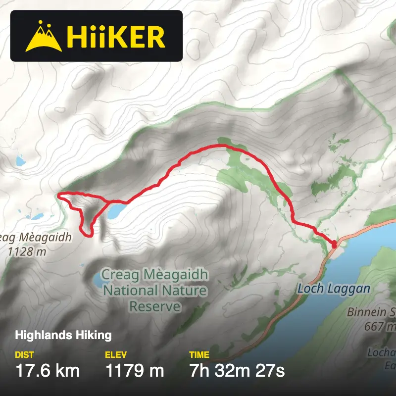 A map preview of the recording Highlands Hiking.
