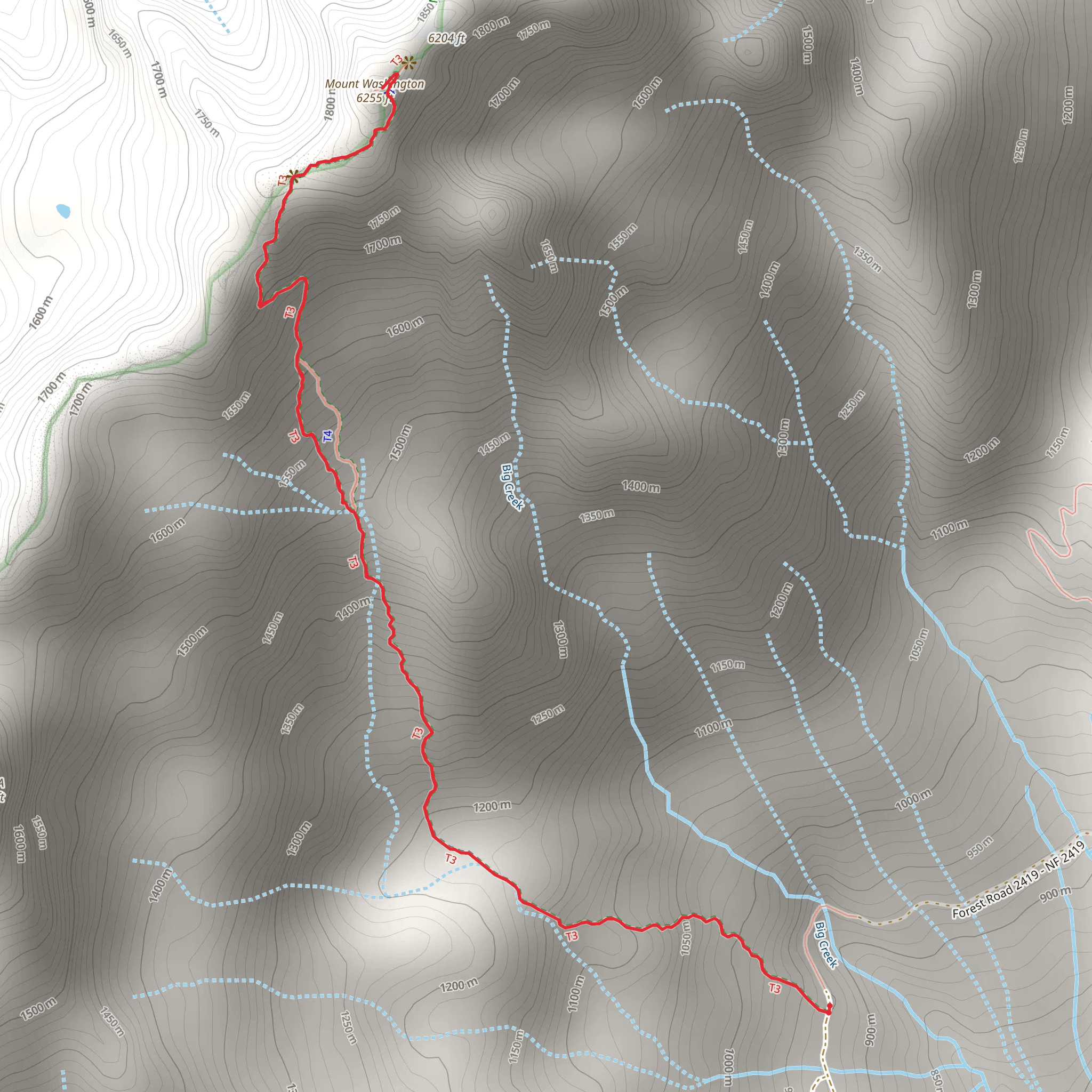 Mount Washington Trail mobile static map