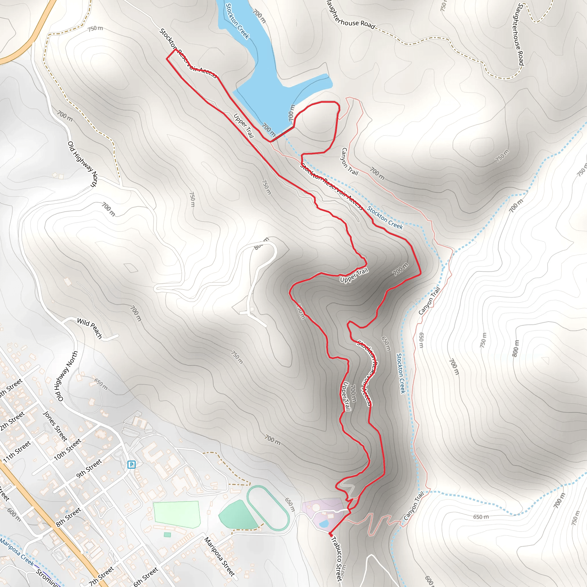 Stockton Creek via Stockton Reservoir Access Loop trail mobile static map