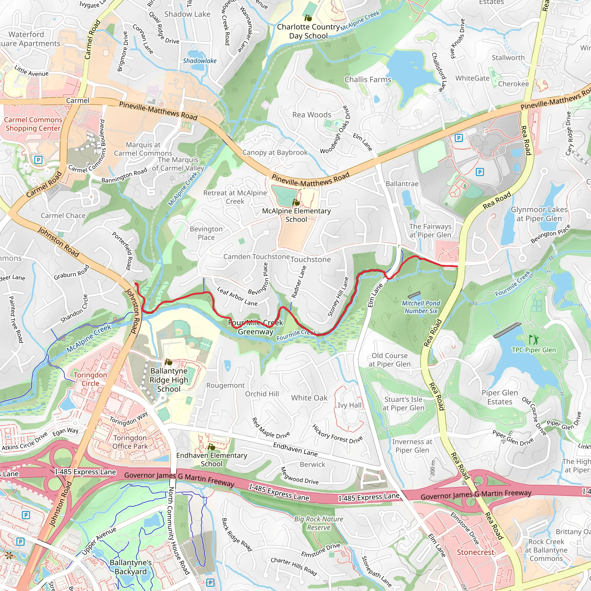 Four Mile Creek Greenway from Johnston Road mobile static map