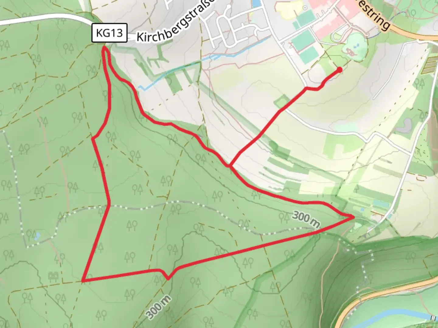 An image depicting the trail Kolpingkapelle Loop and its surrounding area.