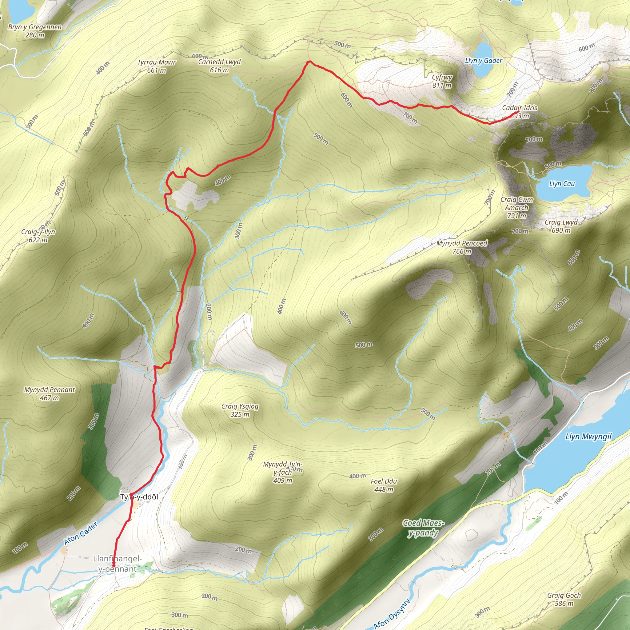 Llanfihangel y Pennant Path to Cader Idris mobile static map