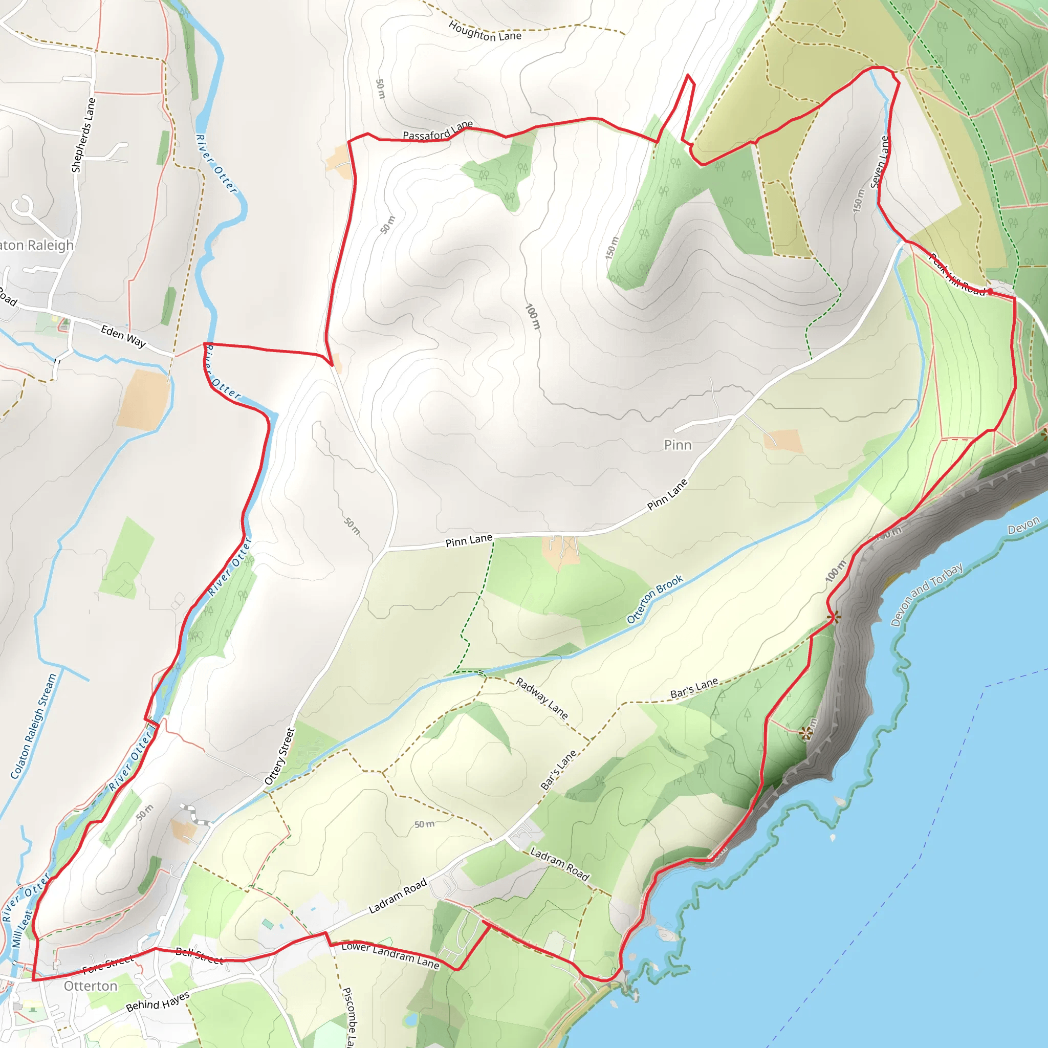 Mutter's Moor and the Lower Otter Valley Walk mobile static map