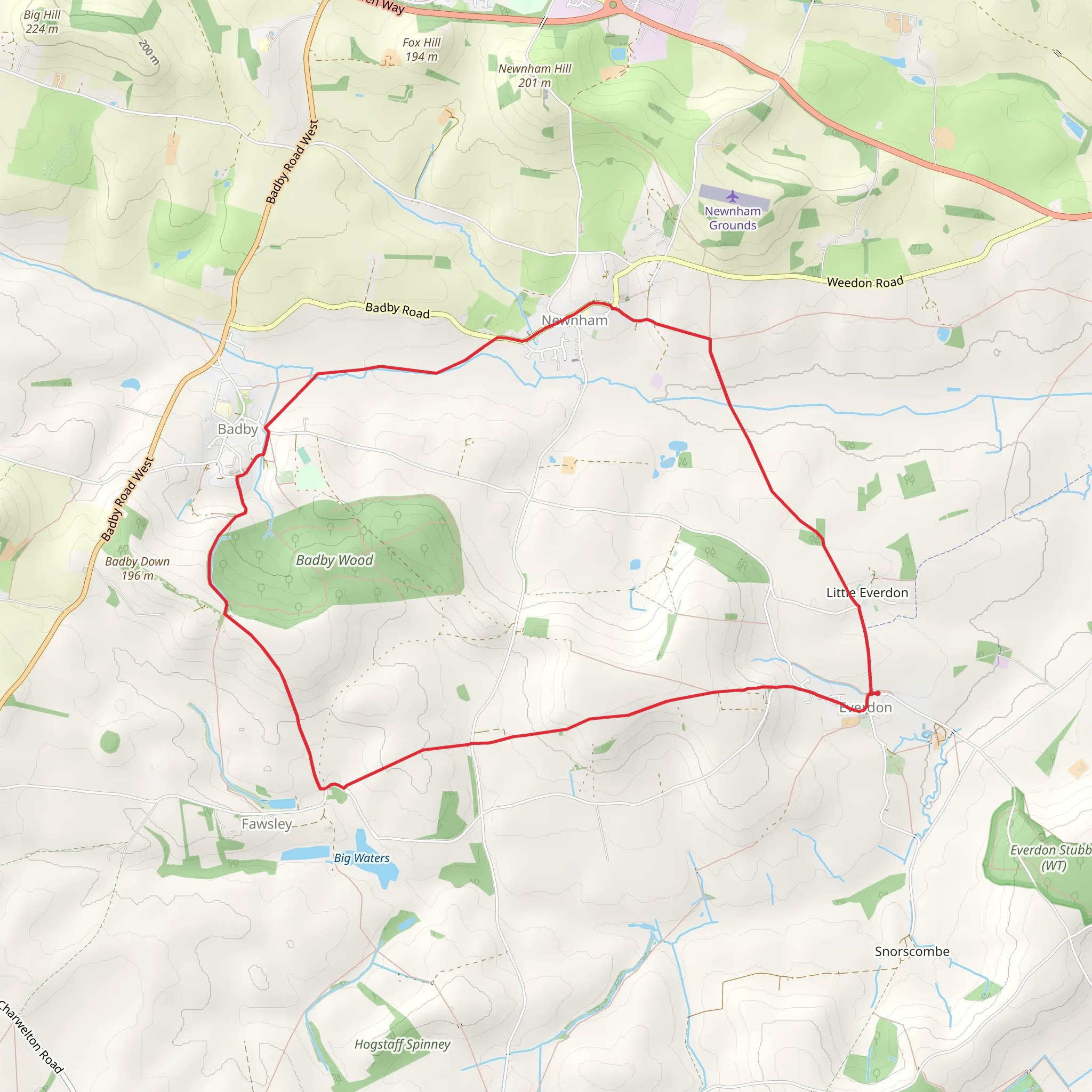 Everdon and Badby Loop mobile static map