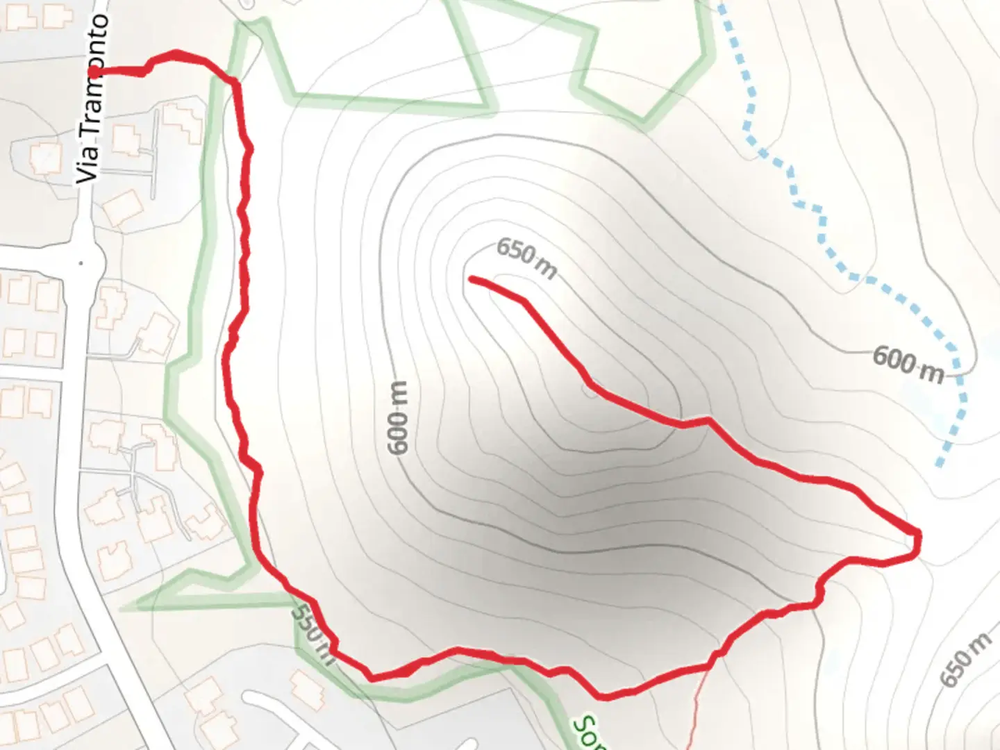 An image depicting the trail North Via Tramonto Hill - East and its surrounding area.