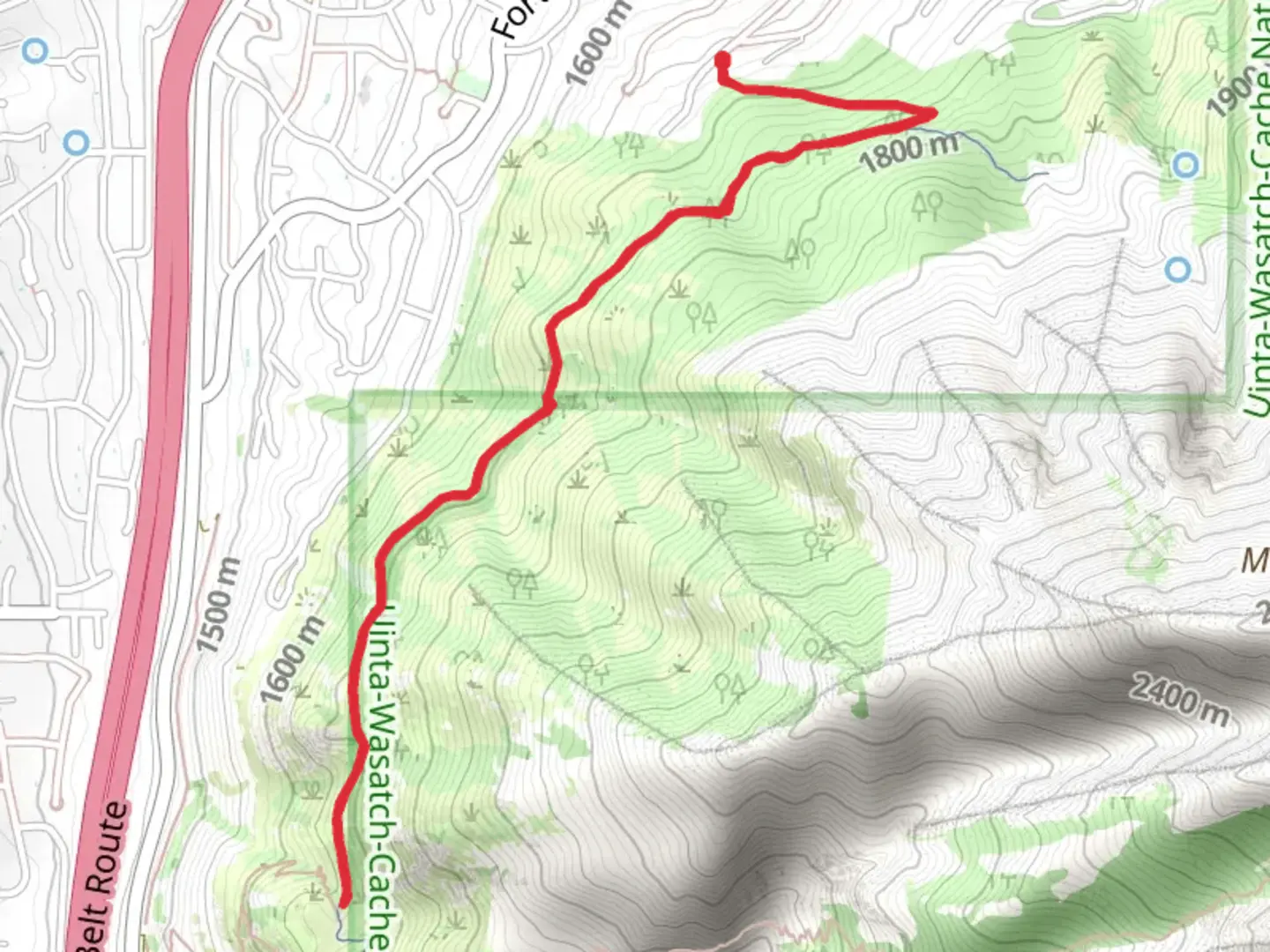 An image depicting the trail BST - Mount Olympus Section and its surrounding area.
