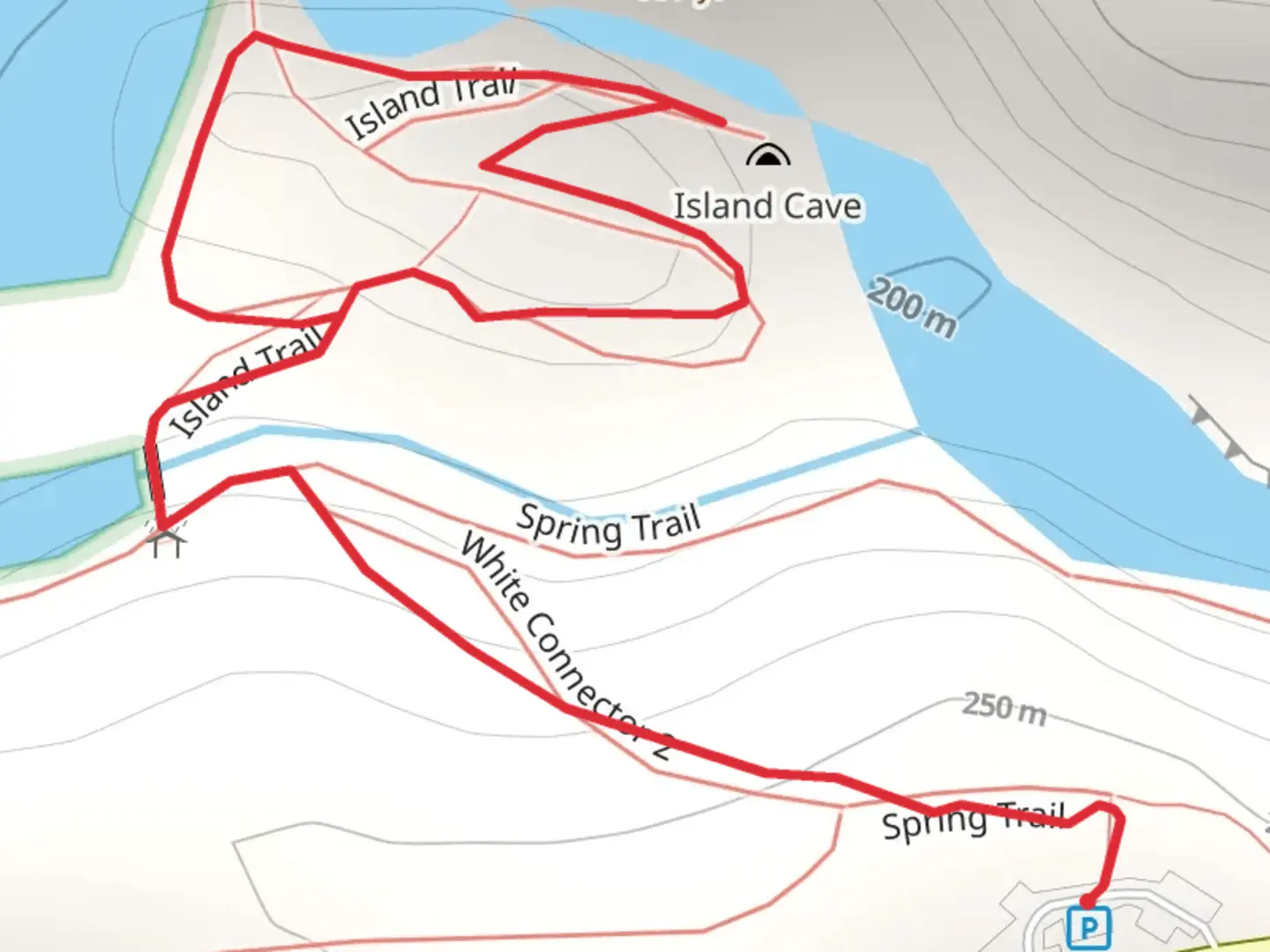 An image depicting the trail Spring and Island Trail and its surrounding area.