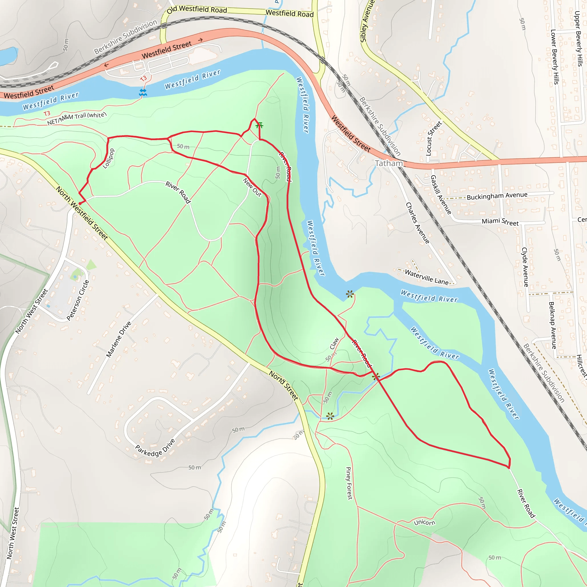 Westfield River Loop mobile static map