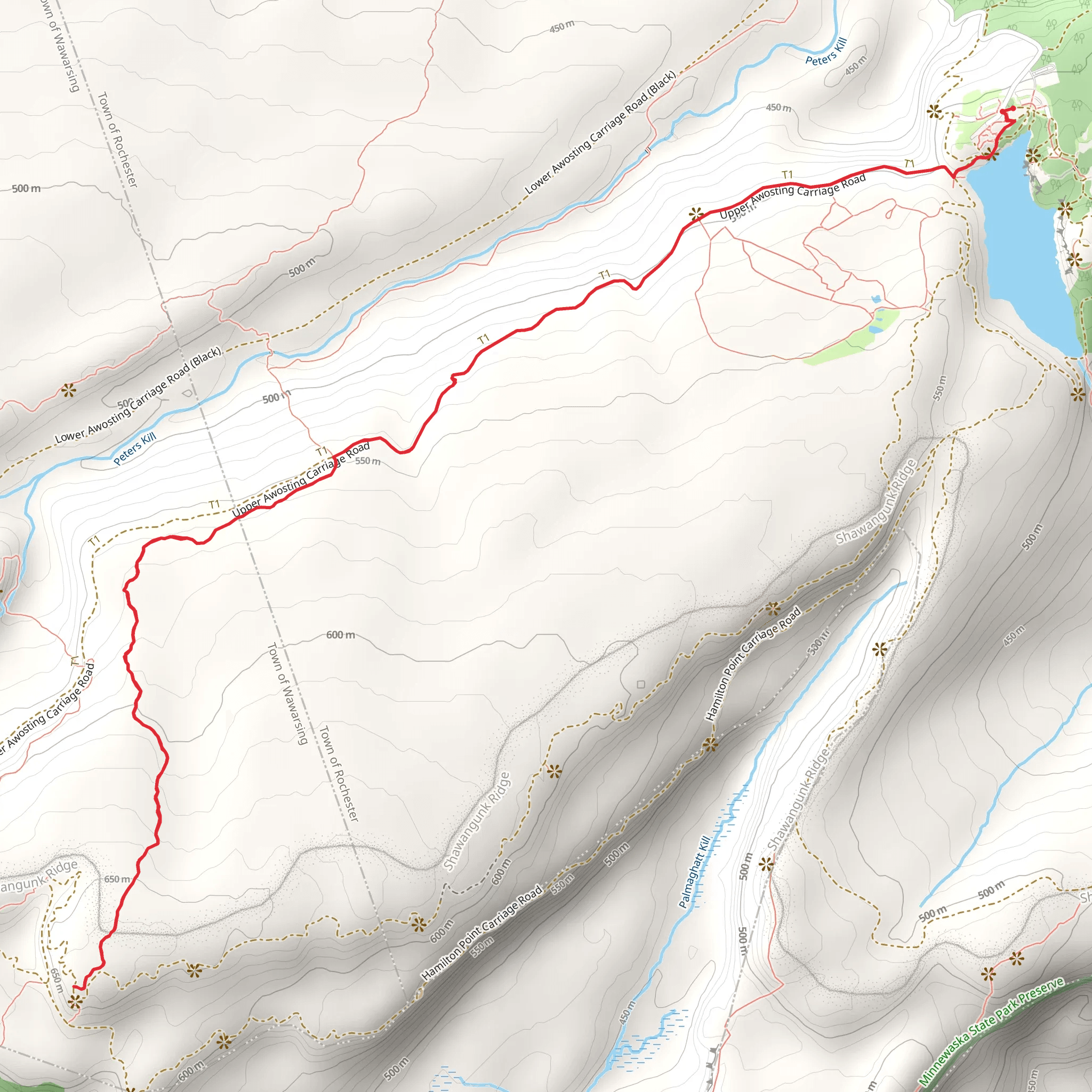 Castle Point from Lake Minnewaska Carriage Road - Red mobile static map