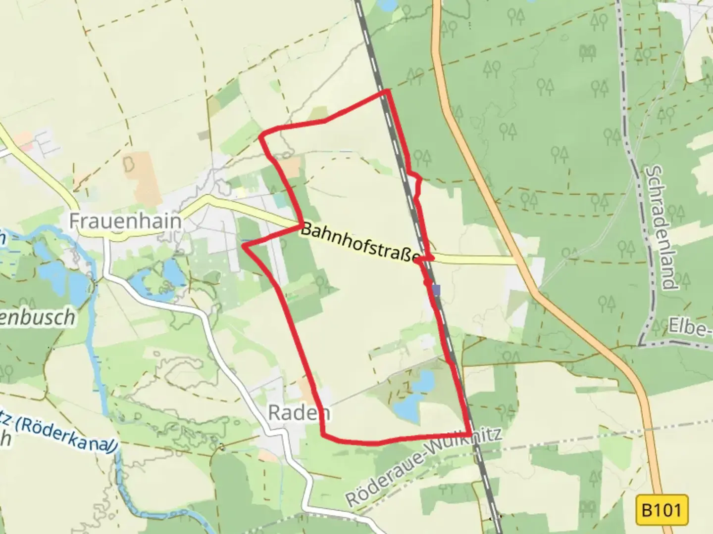 An image depicting the trail Frauenhain Loop and its surrounding area.