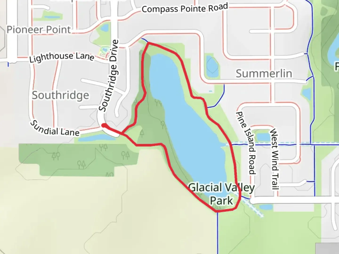 An image depicting the trail Glacial Valley Park Loop and its surrounding area.