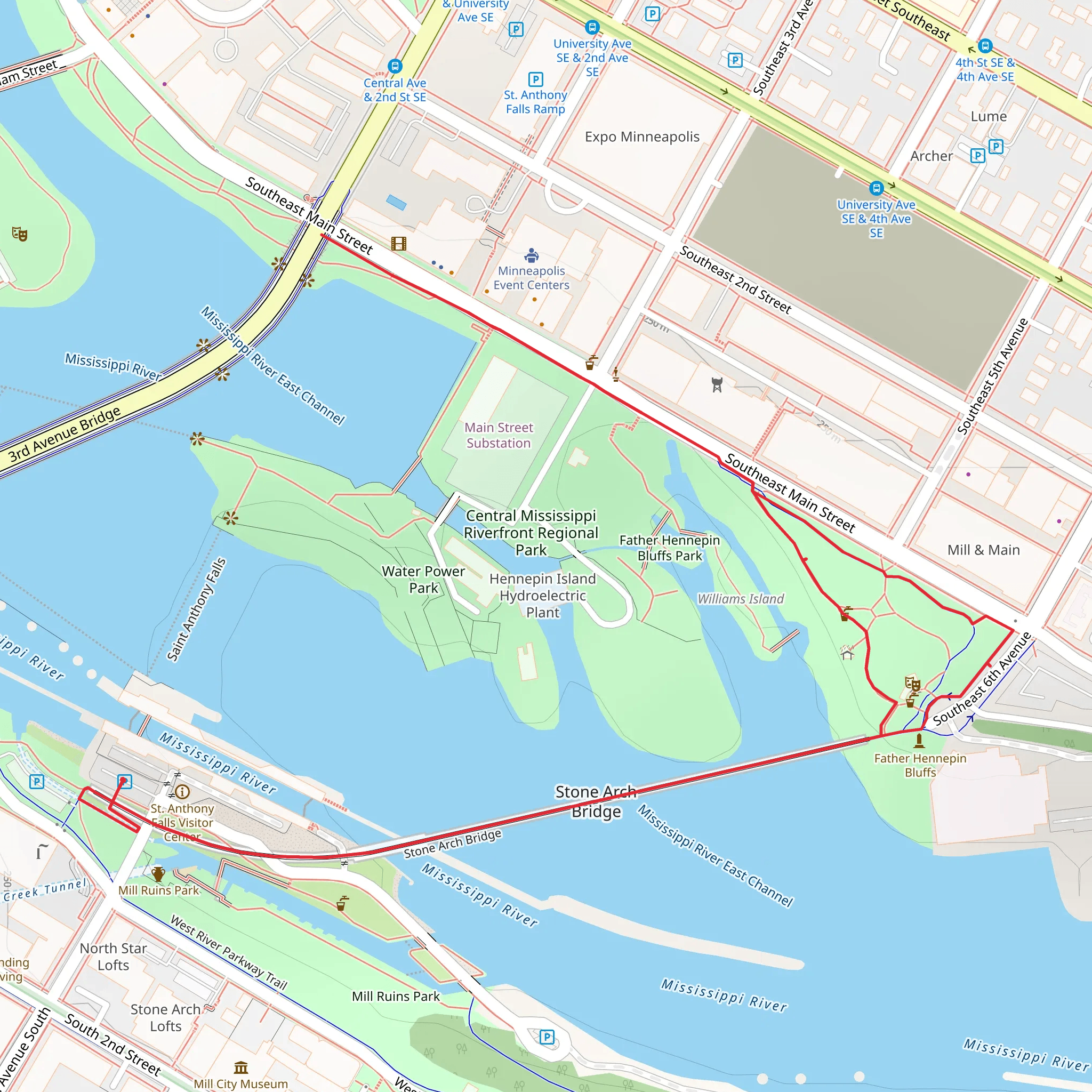 Stone Arch Bridge mobile static map