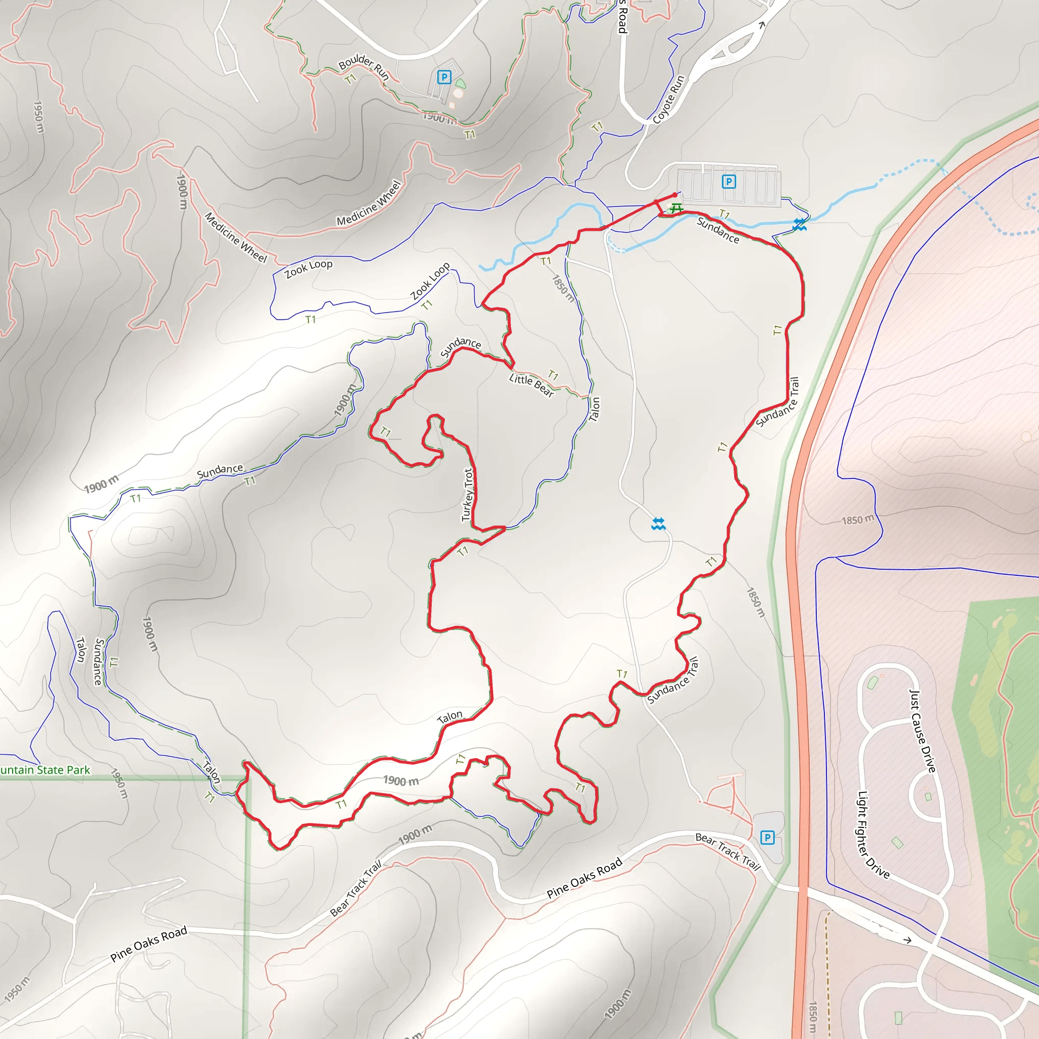 Talon, Turkey Trot and Sundance Trail Loop mobile static map