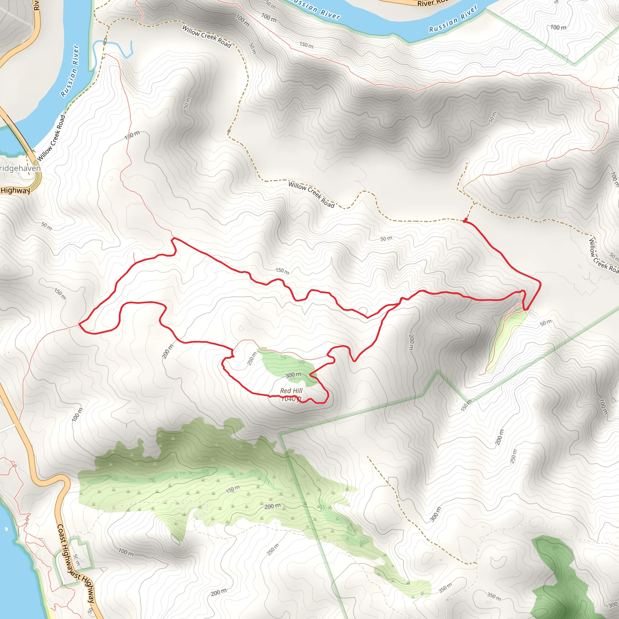 Red Hill Trail and Pomo Canyon Trail Loop mobile static map