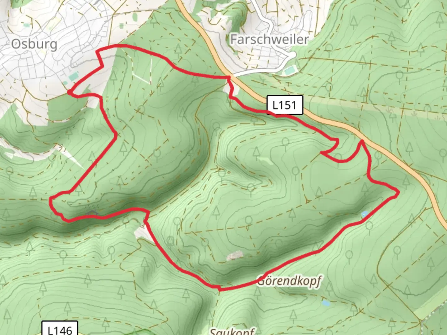 An image depicting the trail Forsthaus Sternfeld Loop and its surrounding area.