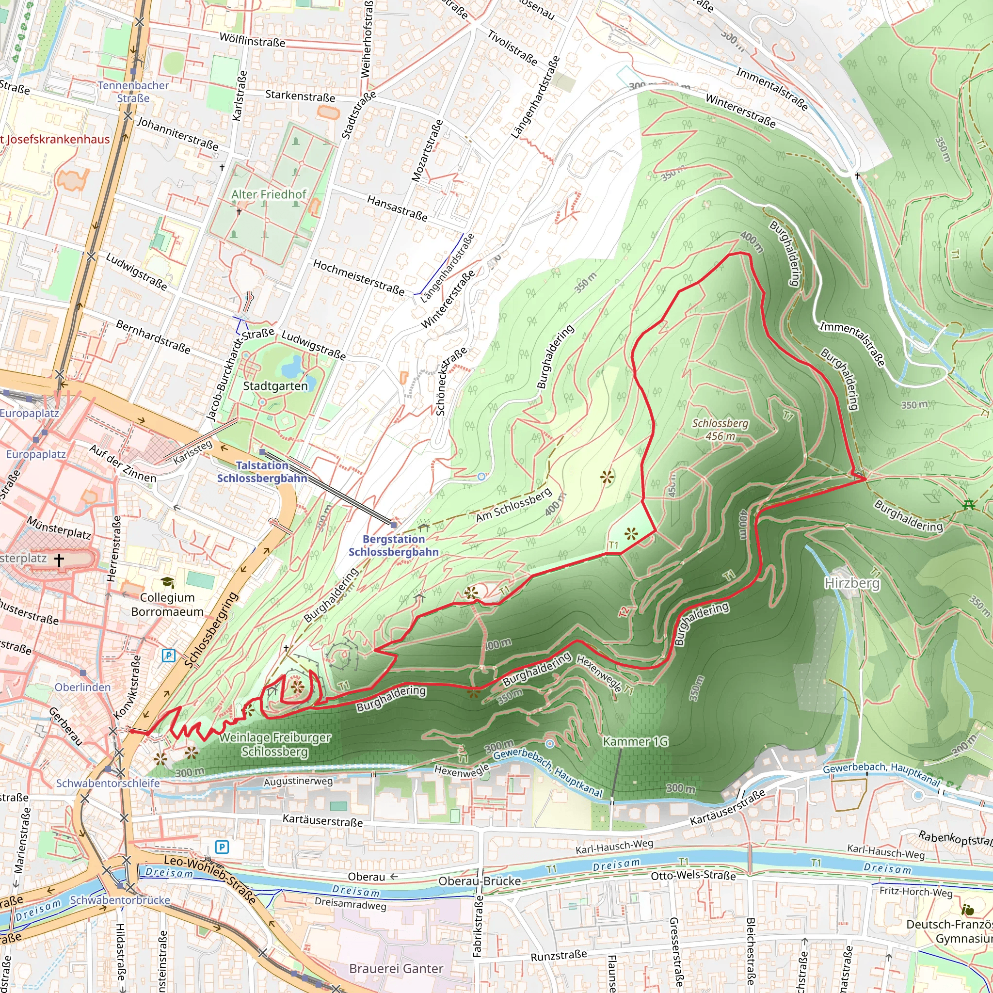 Kleiner Kanonenplatz and Fort Carre via Querweg Freiburg-Bodensee mobile static map