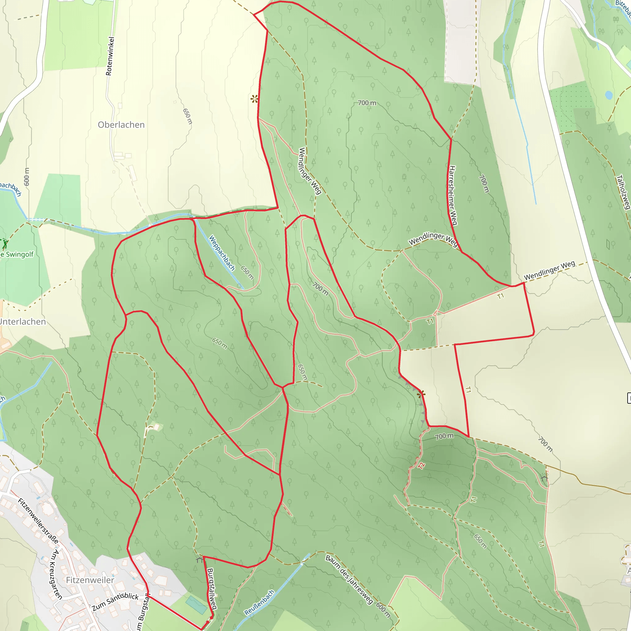 Fitzenweiler and Erdrutsch Loop via Waldsportpfad Markdorf mobile static map