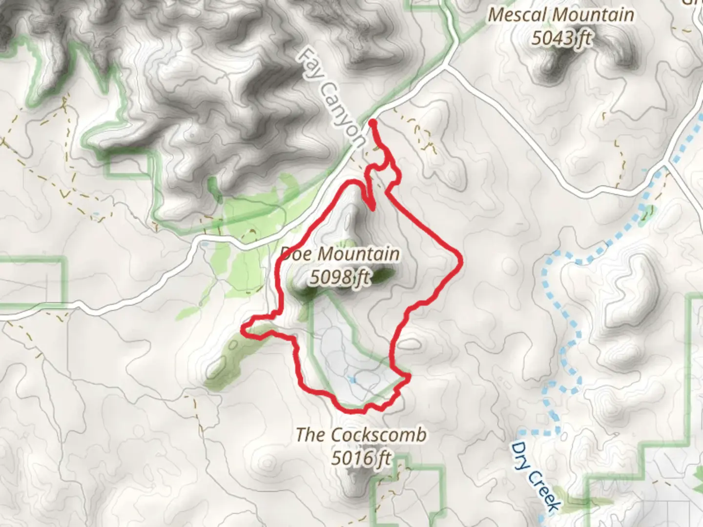 An image depicting the trail Aerie Trail and Cockscomb Loop Trail and its surrounding area.