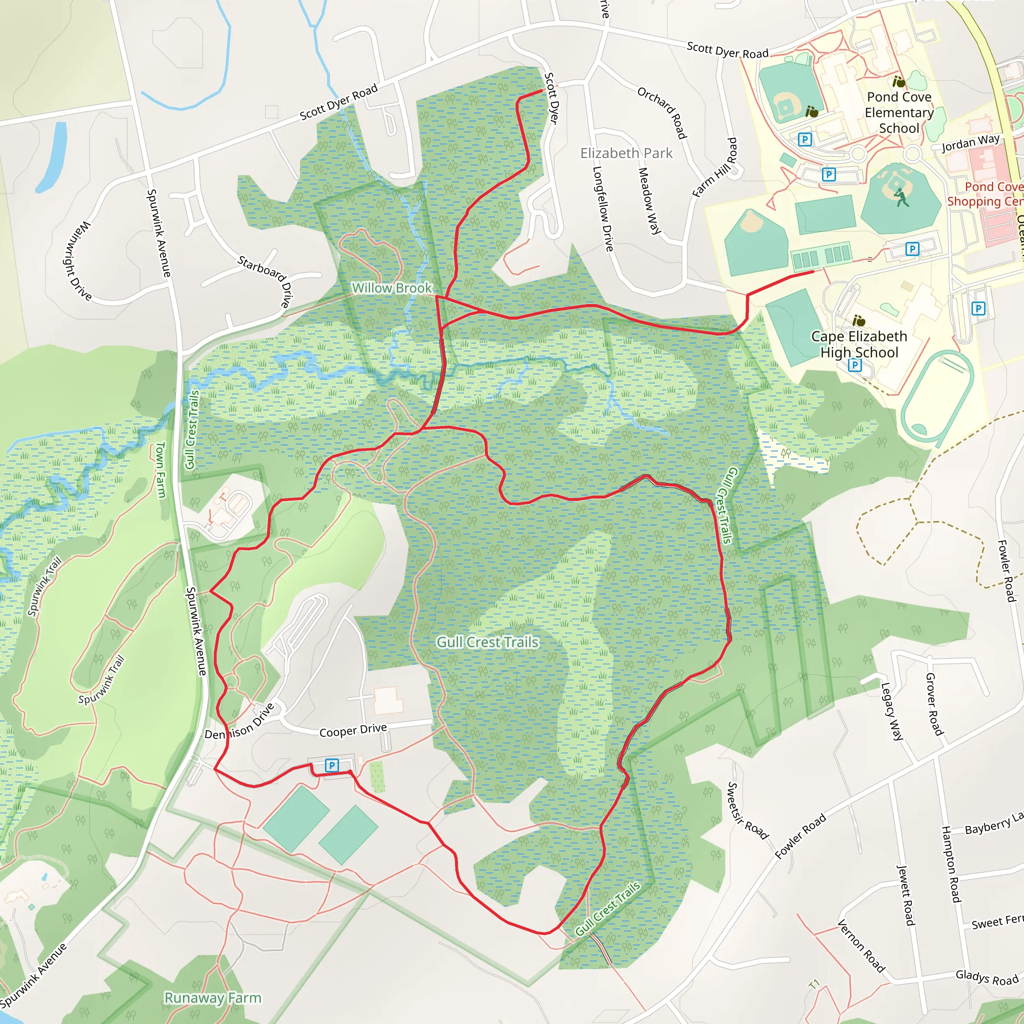 Spurwink River and Gull Crest Fields Loop mobile static map