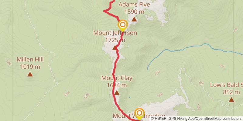 Emerald Trail and Mount Jefferson via Appalachian Trail - 13 NH stage 2 Map