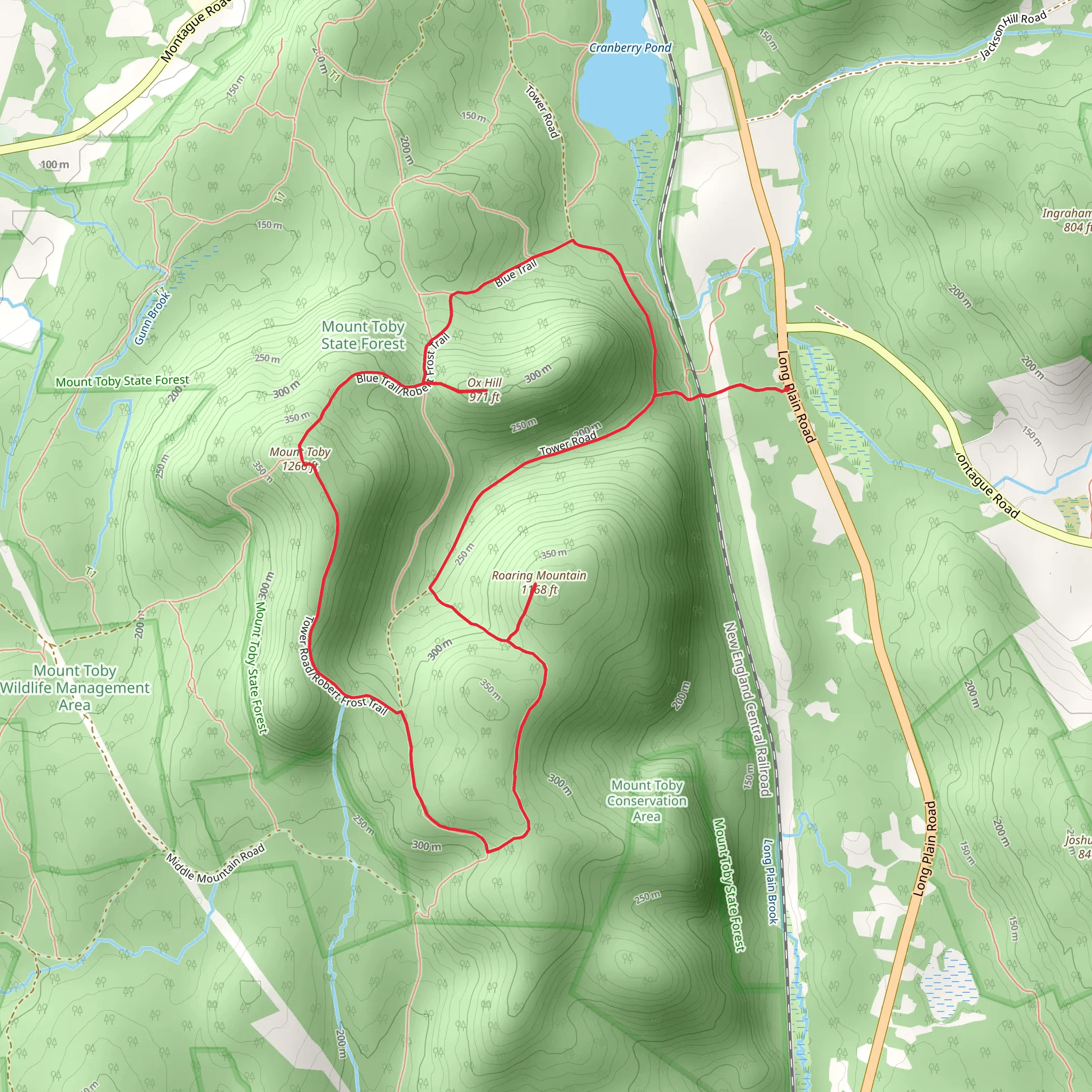 Ox Hill, Mount Toby and Roaring Mountain Loop mobile static map