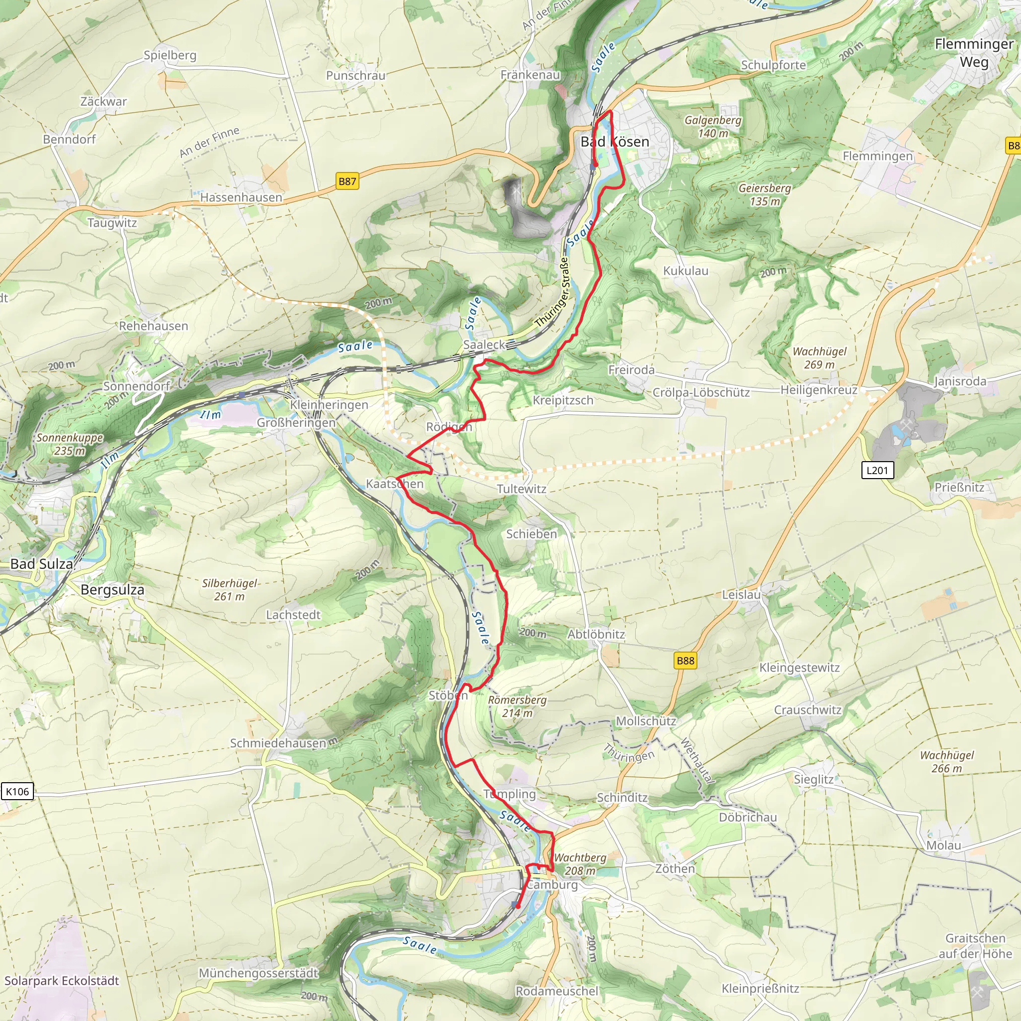 Camburg to Bad Kosen Walk mobile static map