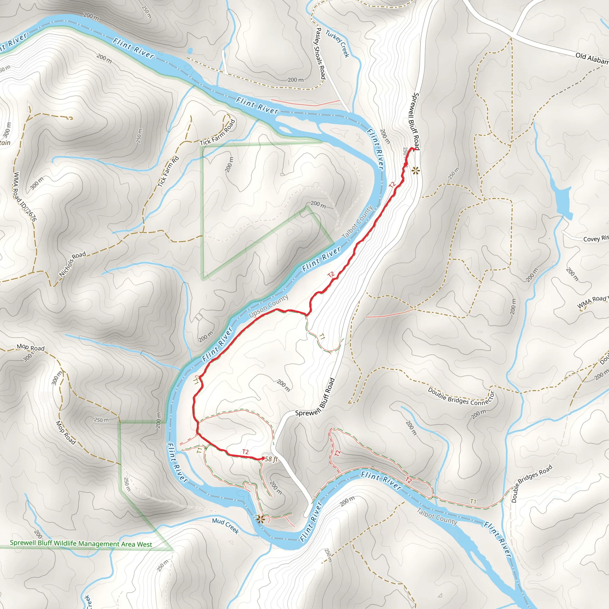 Sprewell Bluff Road mobile static map