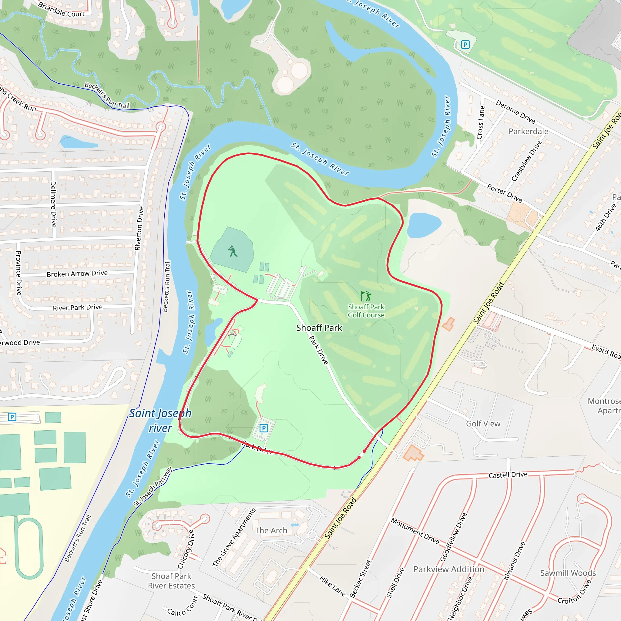 Shoaff Park Loop mobile static map