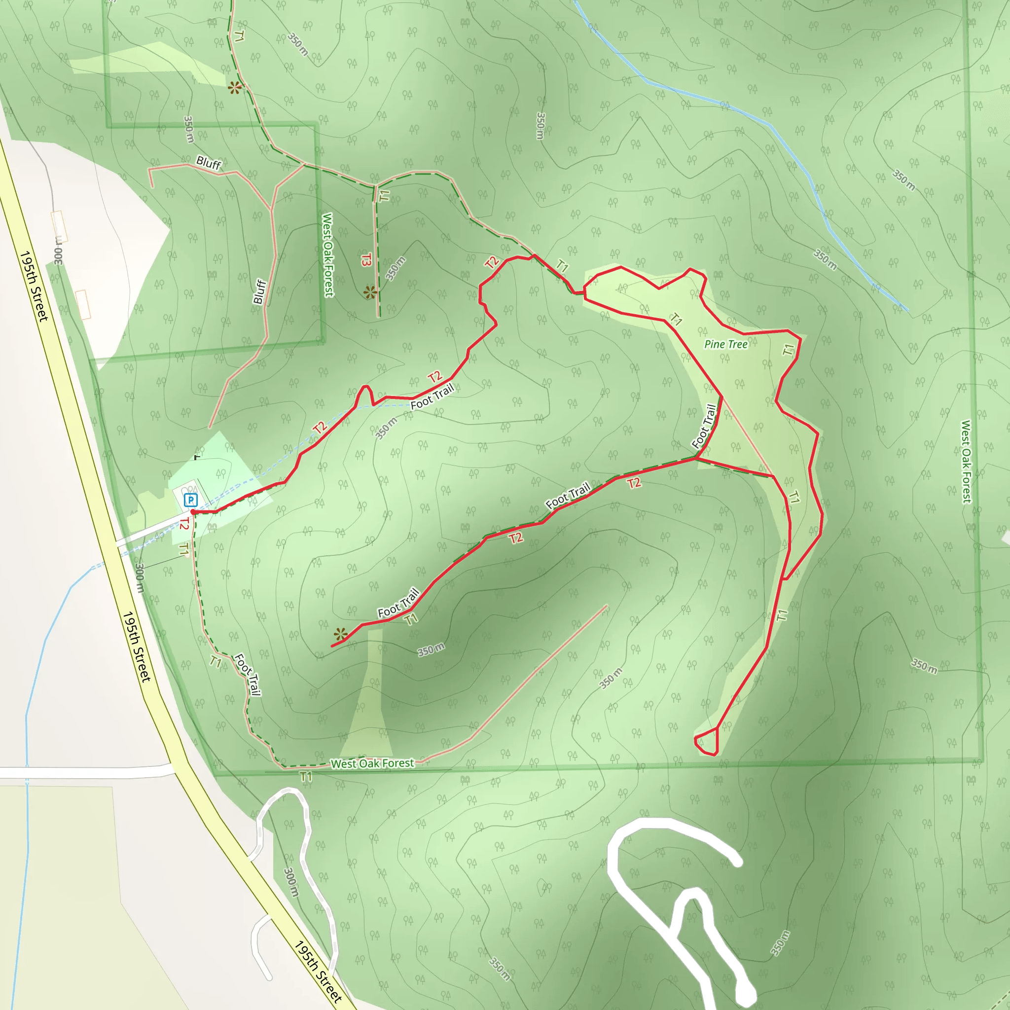 Foot Trail and West Oak Forest East Loop mobile static map