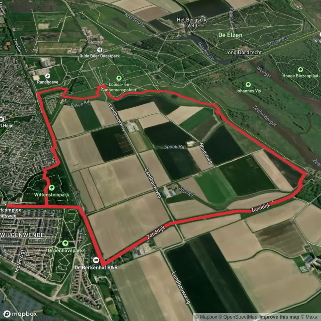 An image depicting the trail Wittensteinpark, Janusplaat and Zanddijk Loop and its surrounding area.