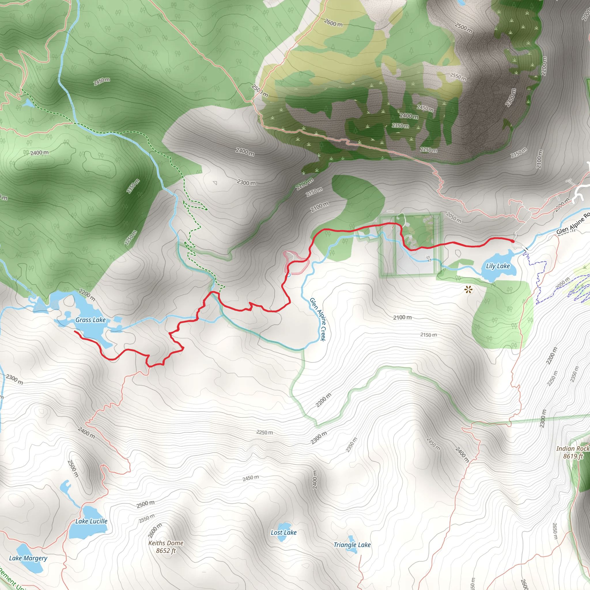 Grass Lake via Lily Lake Trail mobile static map